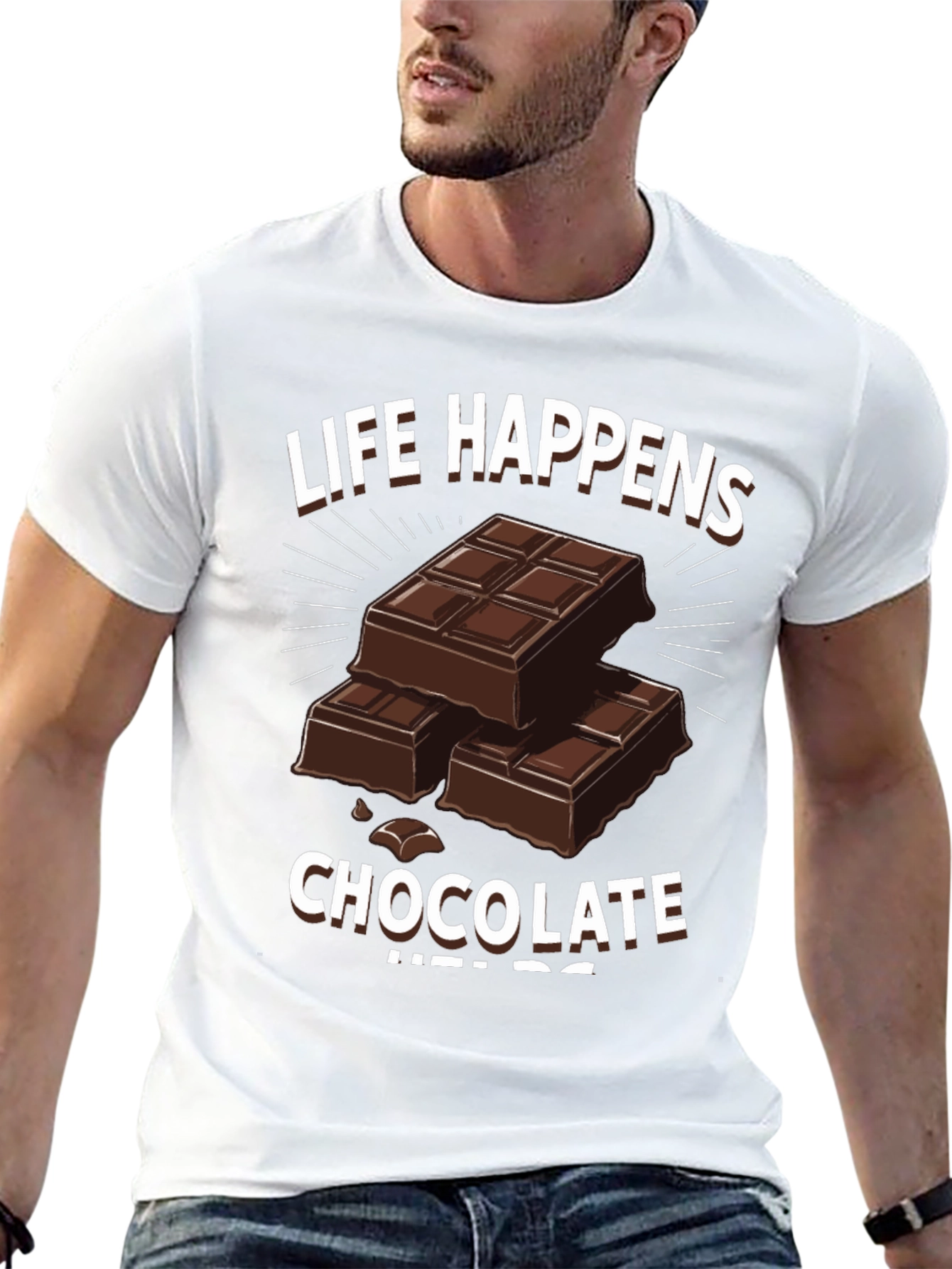 Black Life Happens Chocolate Helps Graphic T-Shirt view 13
