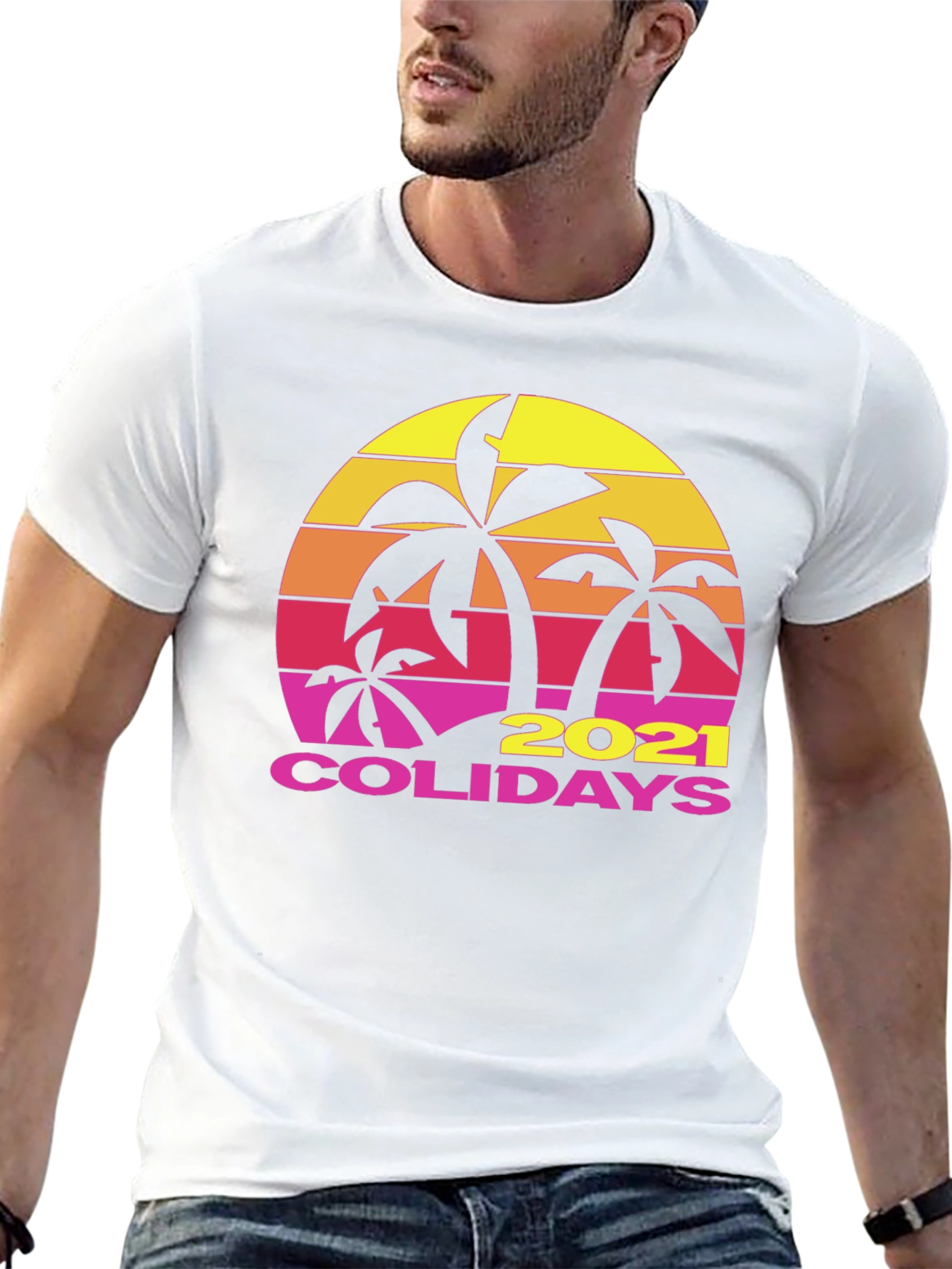 Black Tropical 2021 Holidays Black T-Shirt view 13