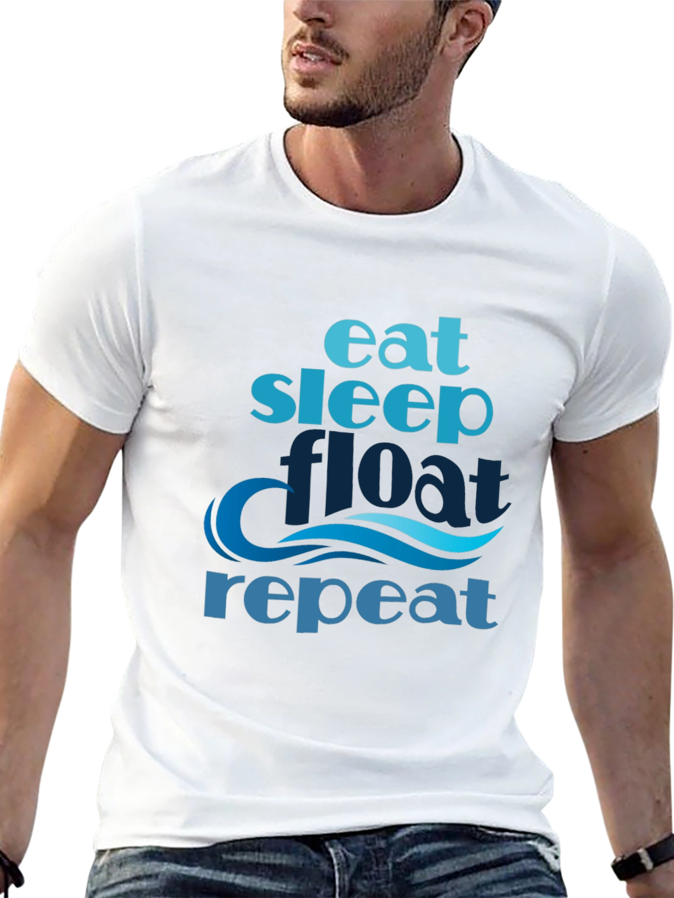 Black Eat Sleep Float Repeat T-Shirt view 13