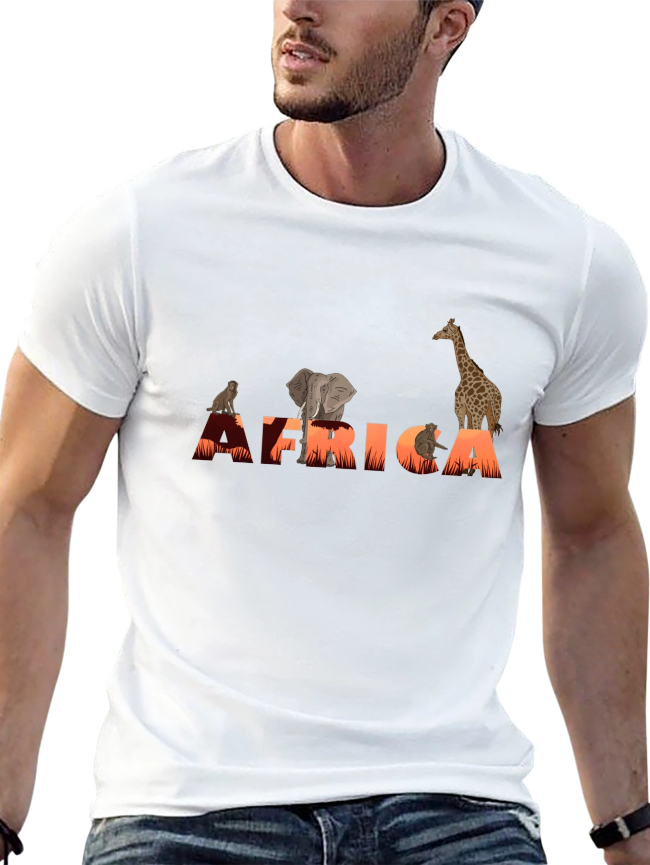 Black Africa Animal Graphic Tee - Unisex Black T-Shirt view 13