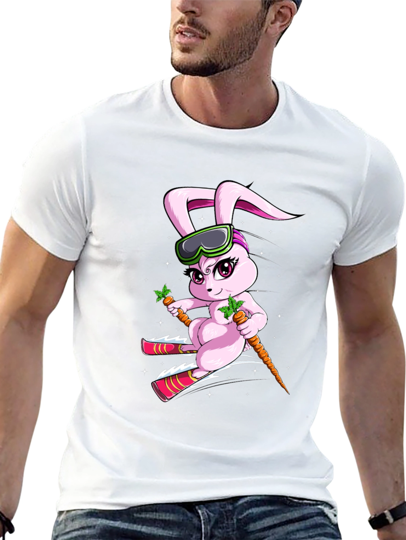 Black Skiing Bunny T-Shirt view 13