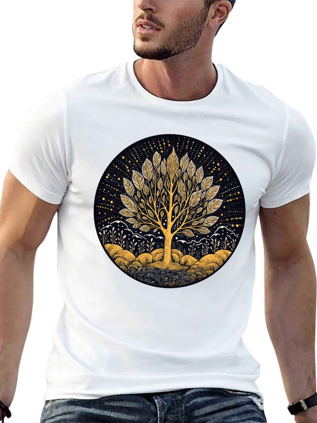 Black Tree of Life Graphic Tee - Nature Inspired Black T-Shirt view 13