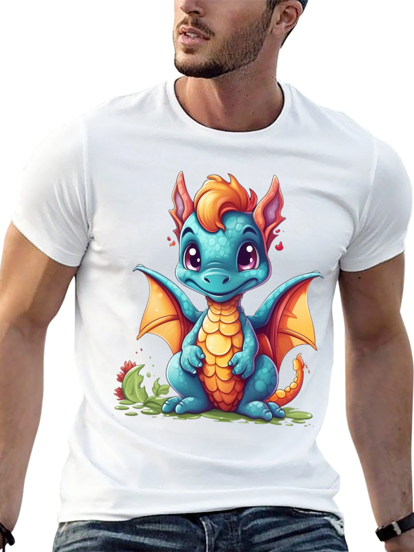 Black Cute Cartoon Dragon Graphic T-Shirt view 13