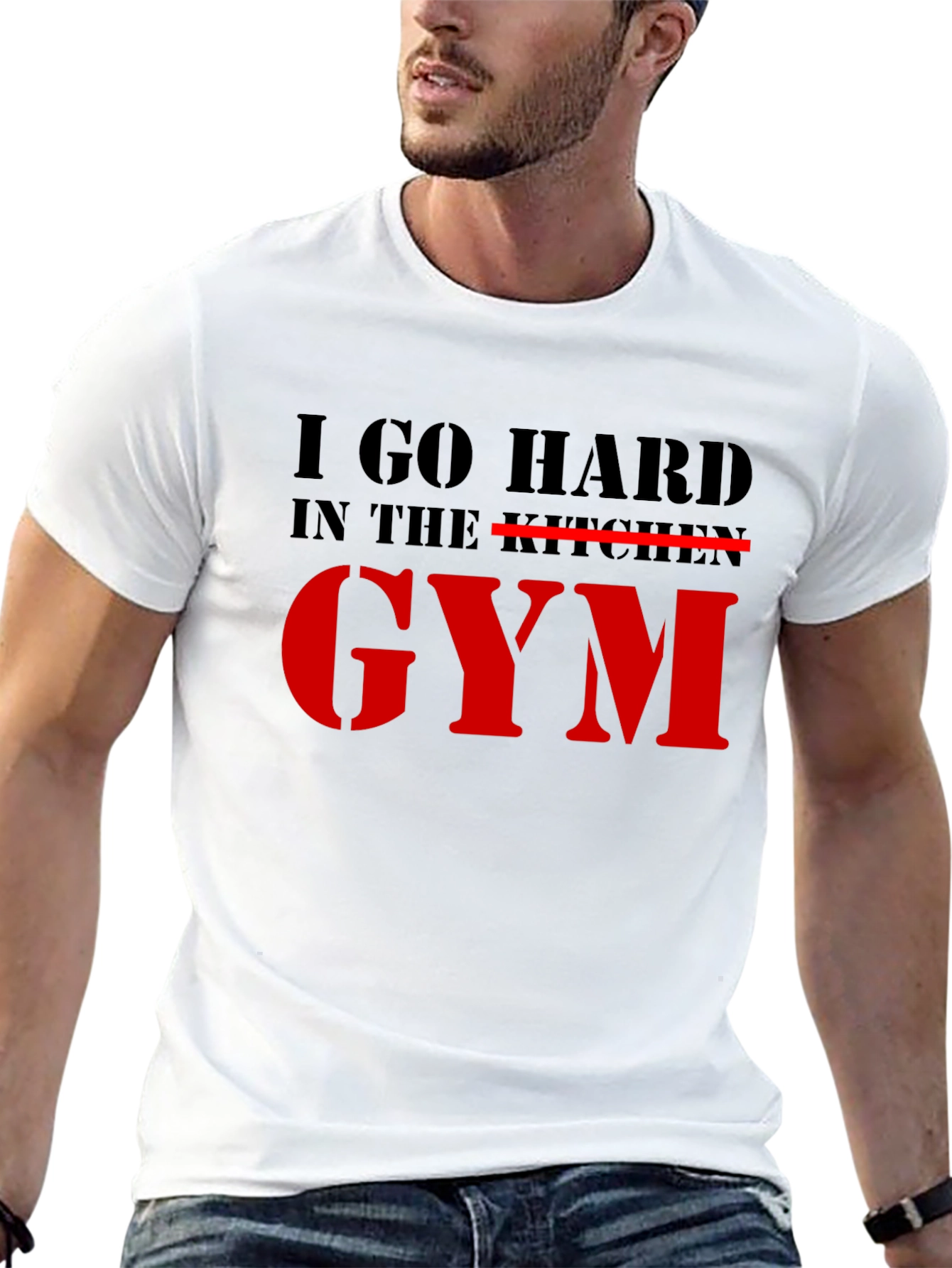 Black I Go Hard in the Gym Graphic T-Shirt view 13