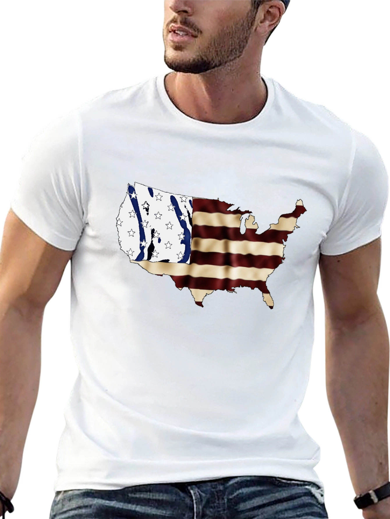 USA Map Flag Graphic Tee - 13