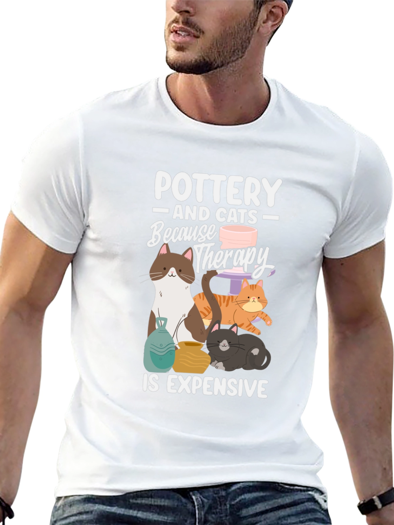 Black Pottery and Cats T-Shirt: Therapy Alternative view 13
