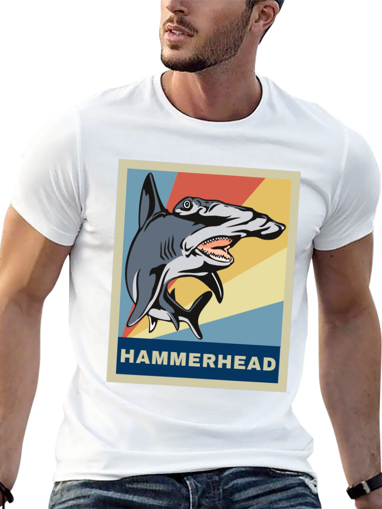 Black Hammerhead Shark Graphic Tee - Retro Style view 13