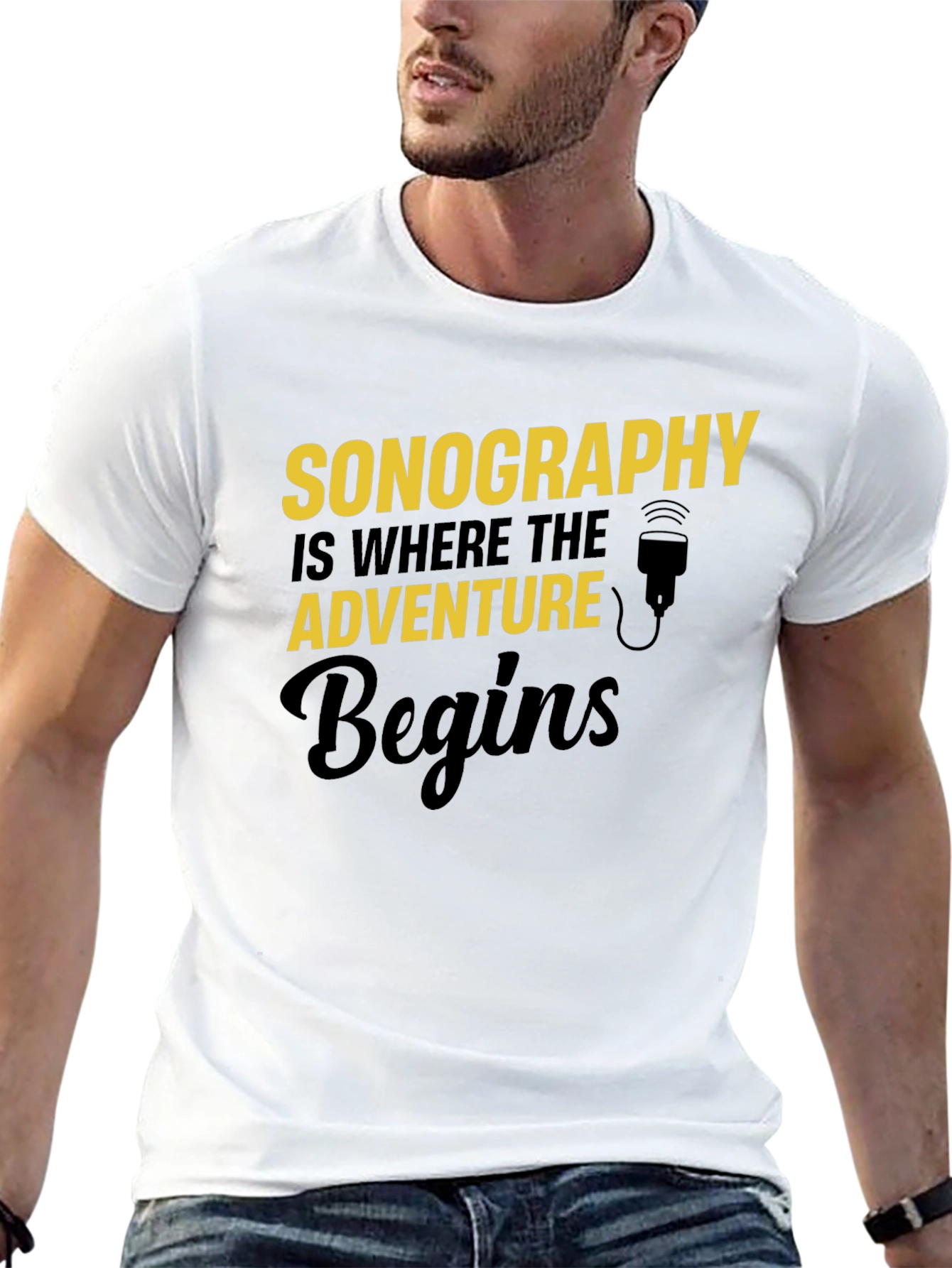 Black Sonography Adventure Begins T-Shirt - Black view 13