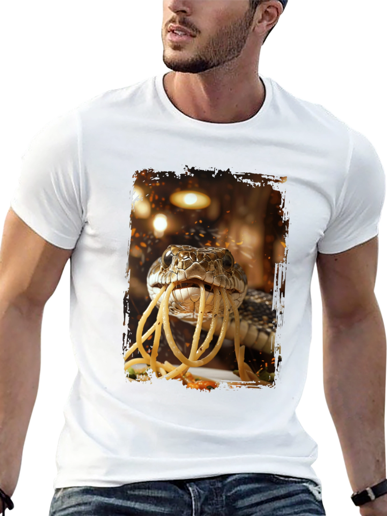 Black Snake Eating Spaghetti Graphic Tee view 13