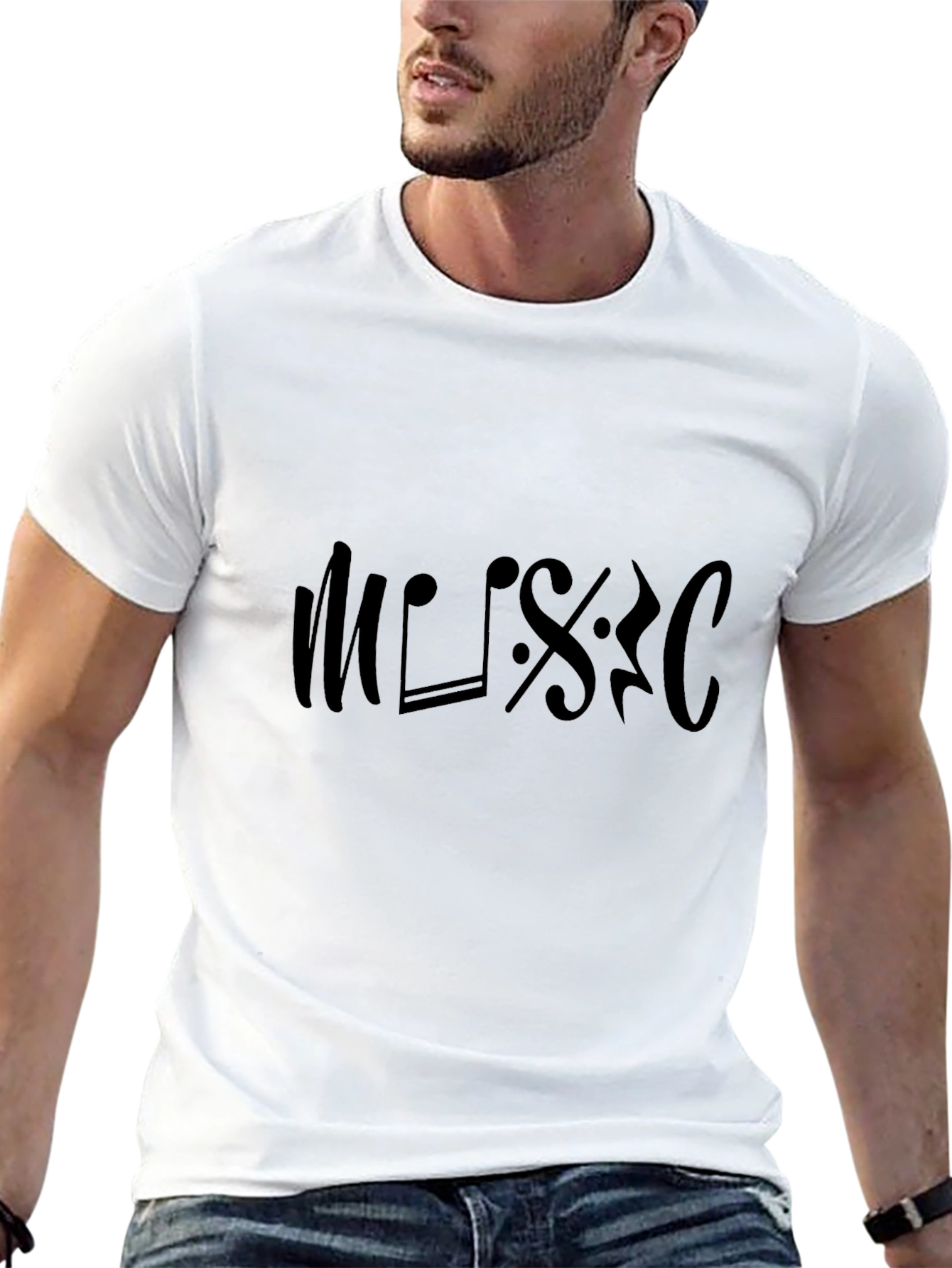 Black Music Notes T-Shirt - Stylish & Comfortable Tee view 13