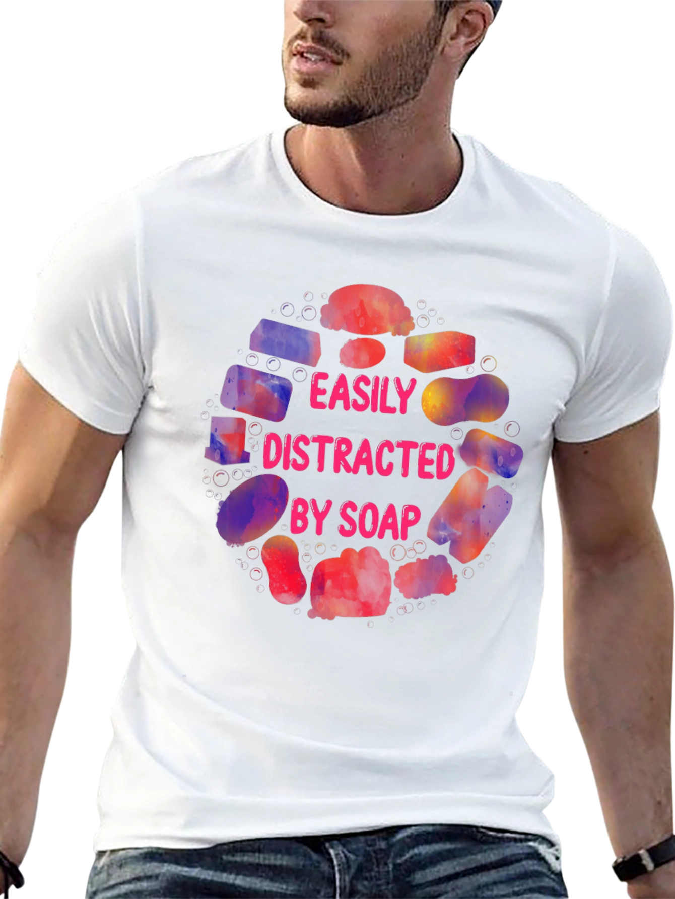 Black Easily Distracted By Soap Graphic T-Shirt view 13