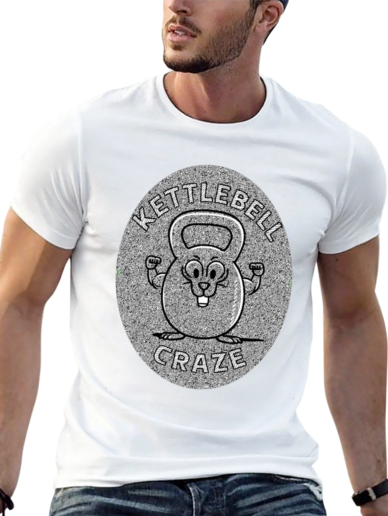 Black Kettlebell Craze T-Shirt - Fitness Novelty Tee view 13