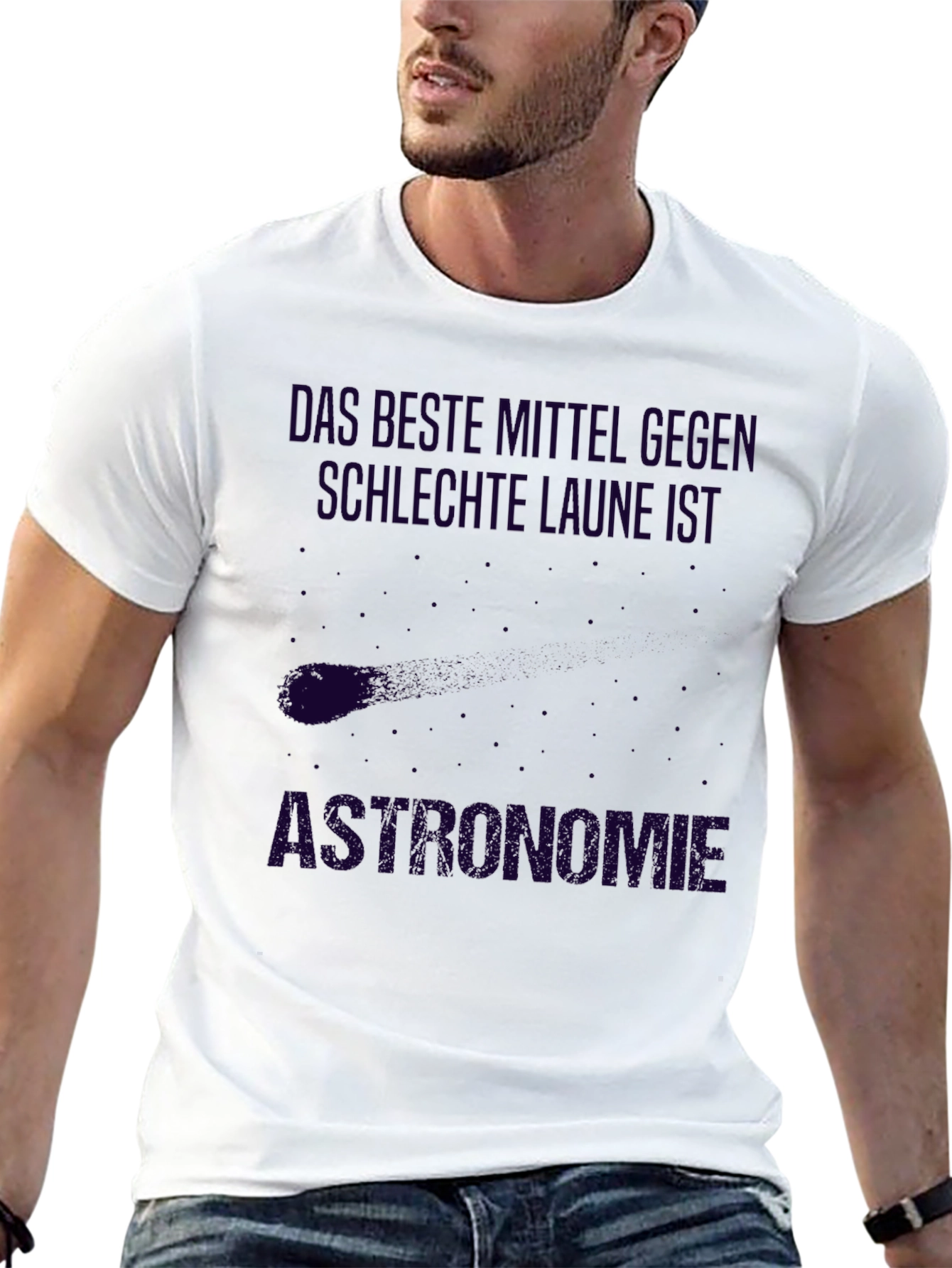 Black Astronomie T-Shirt, Funny Astronomy Shirt, German Text view 13
