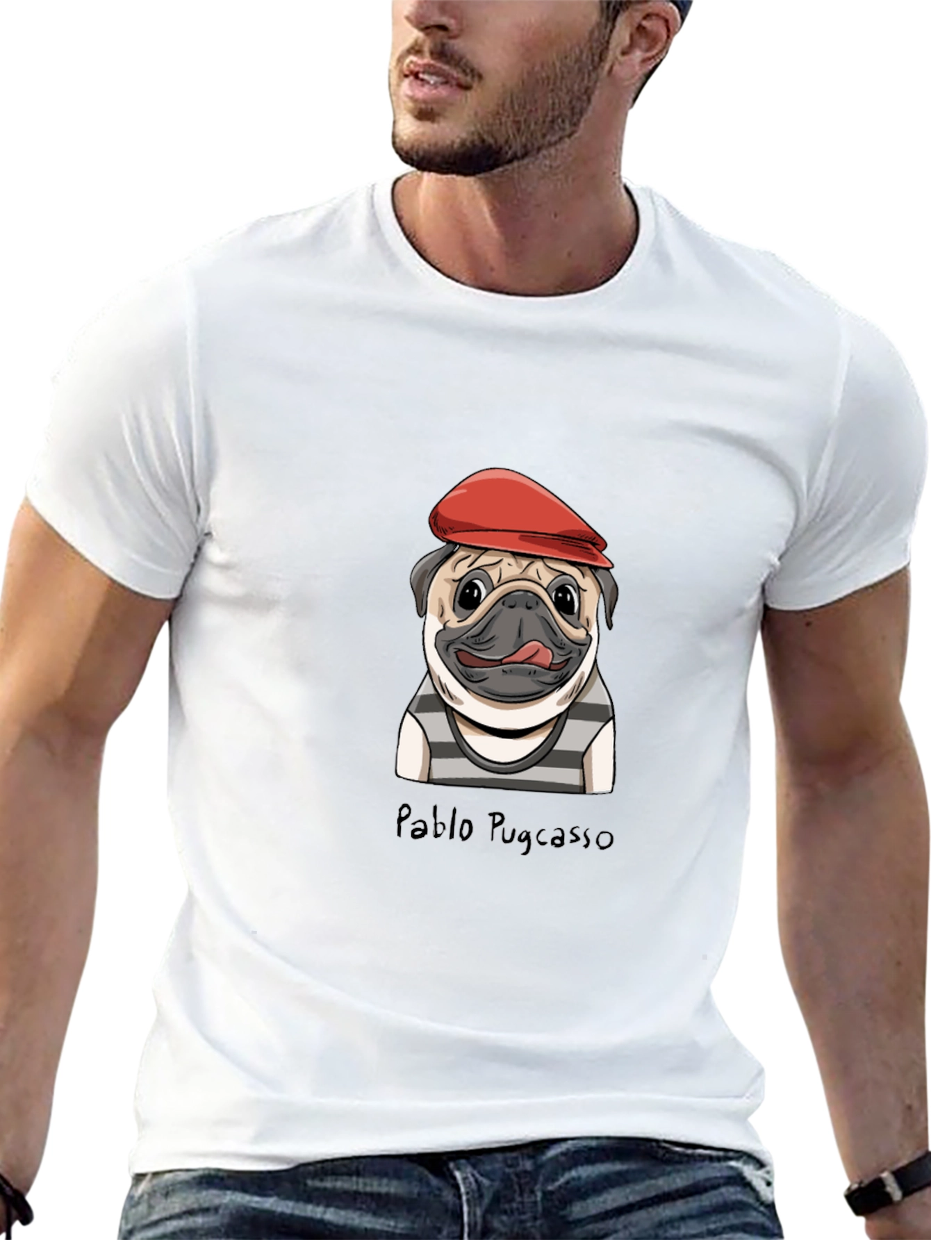 Black Pablo Pugcasso Graphic T-Shirt - Unique Dog Art Tee view 13