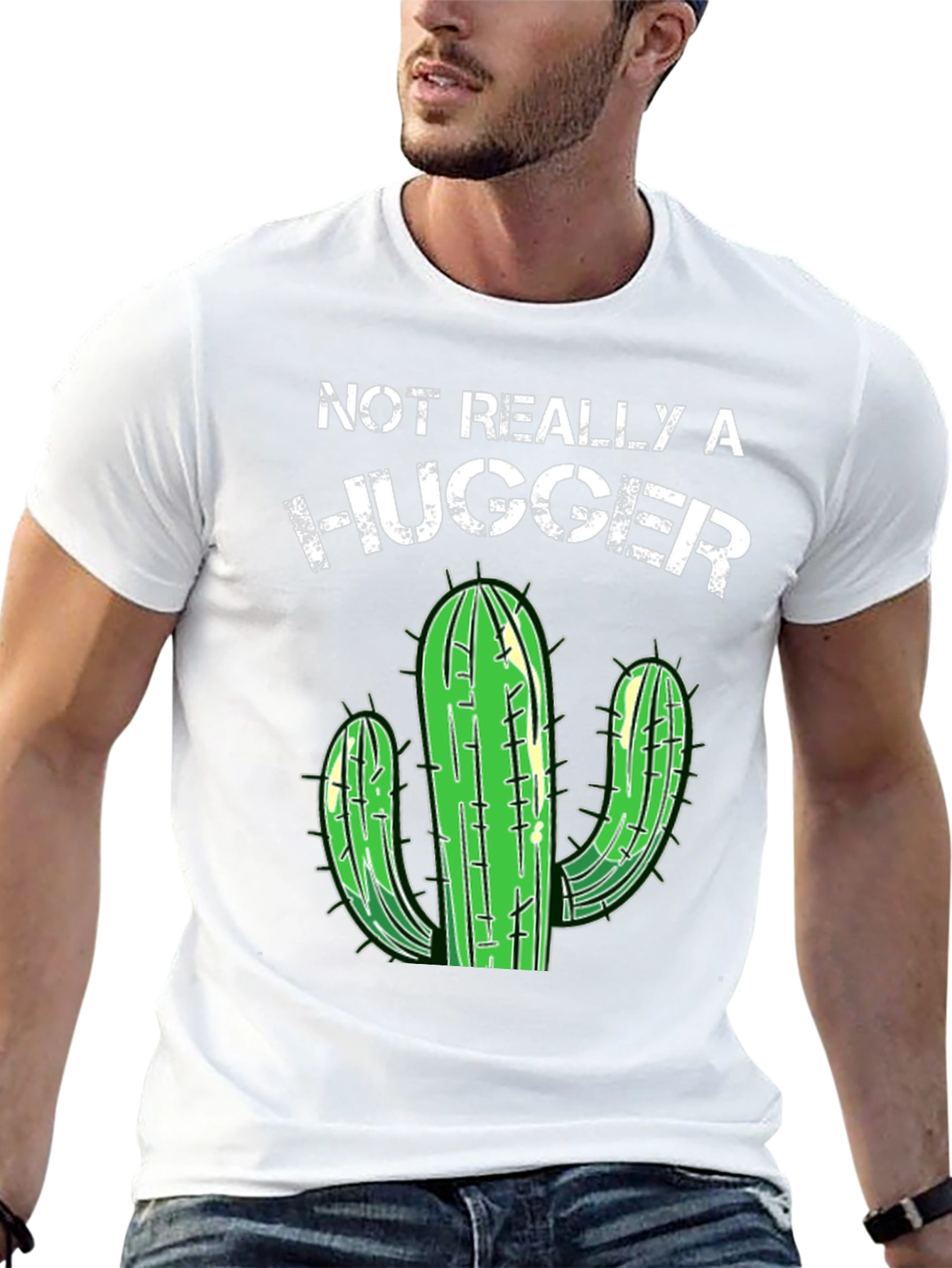 Black Not Really a Hugger Cactus Graphic Tee view 13