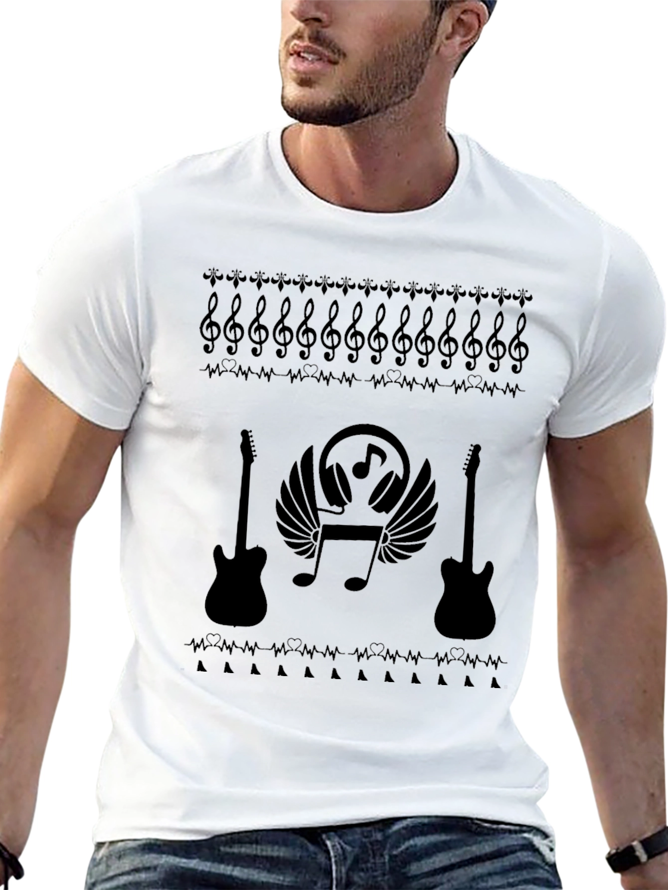 Black Music Lover's Black T-Shirt view 13