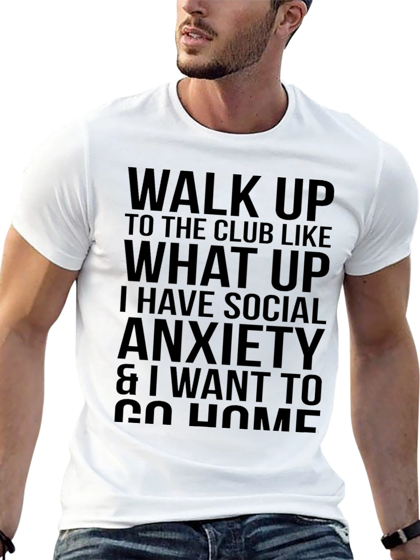 Black Social Anxiety Statement T-Shirt view 13