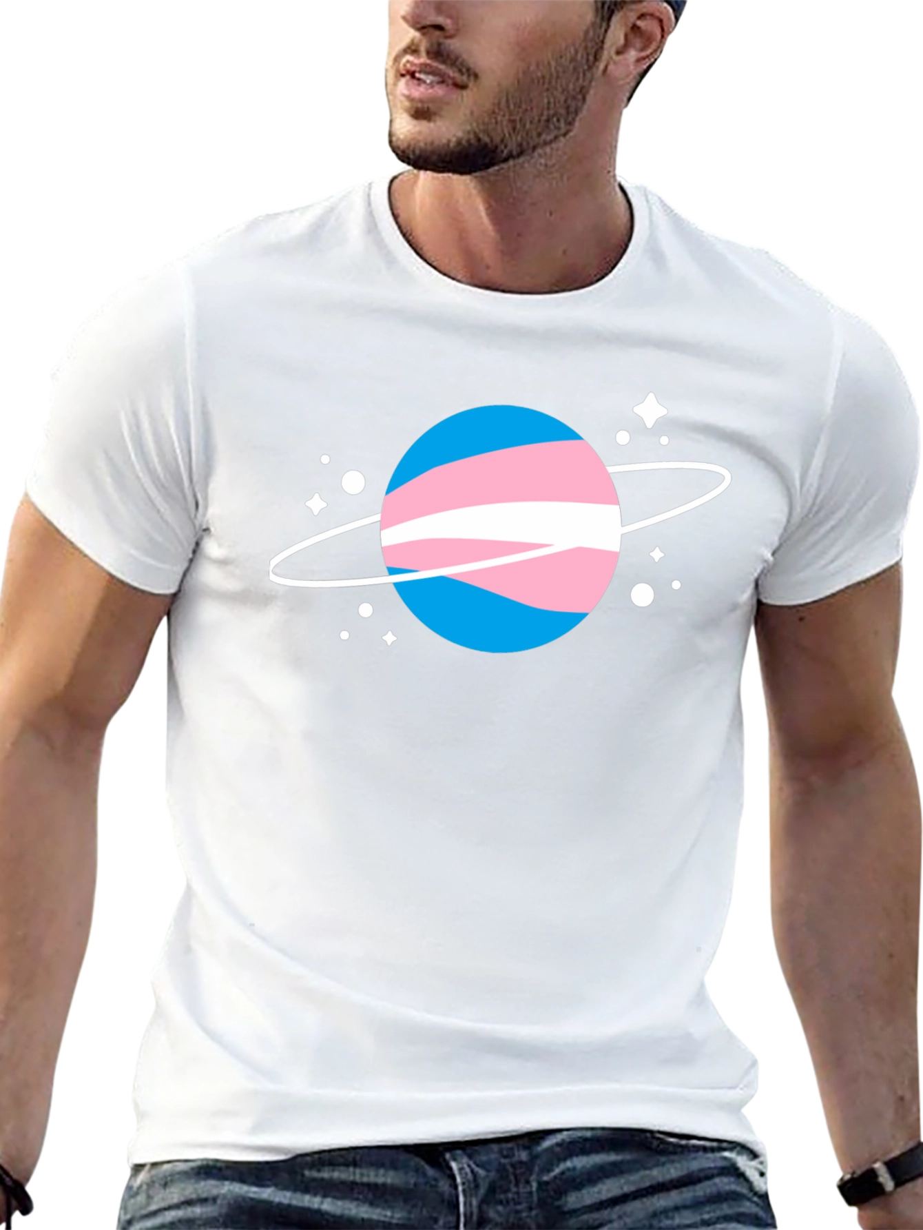 Black Transgender Pride Planet T-Shirt - Unisex view 13