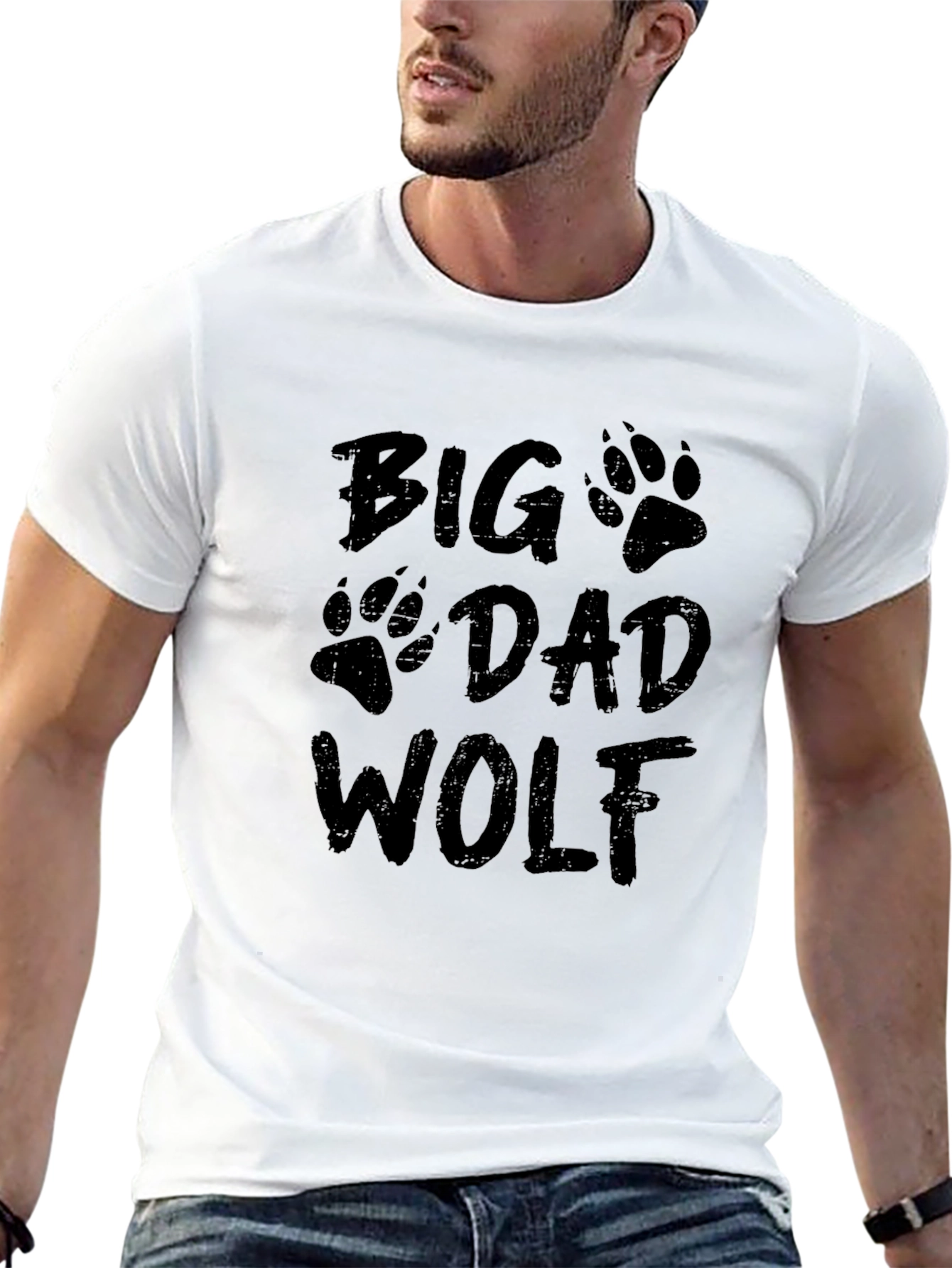 Black Big Dad Wolf Graphic Tee - Black view 13