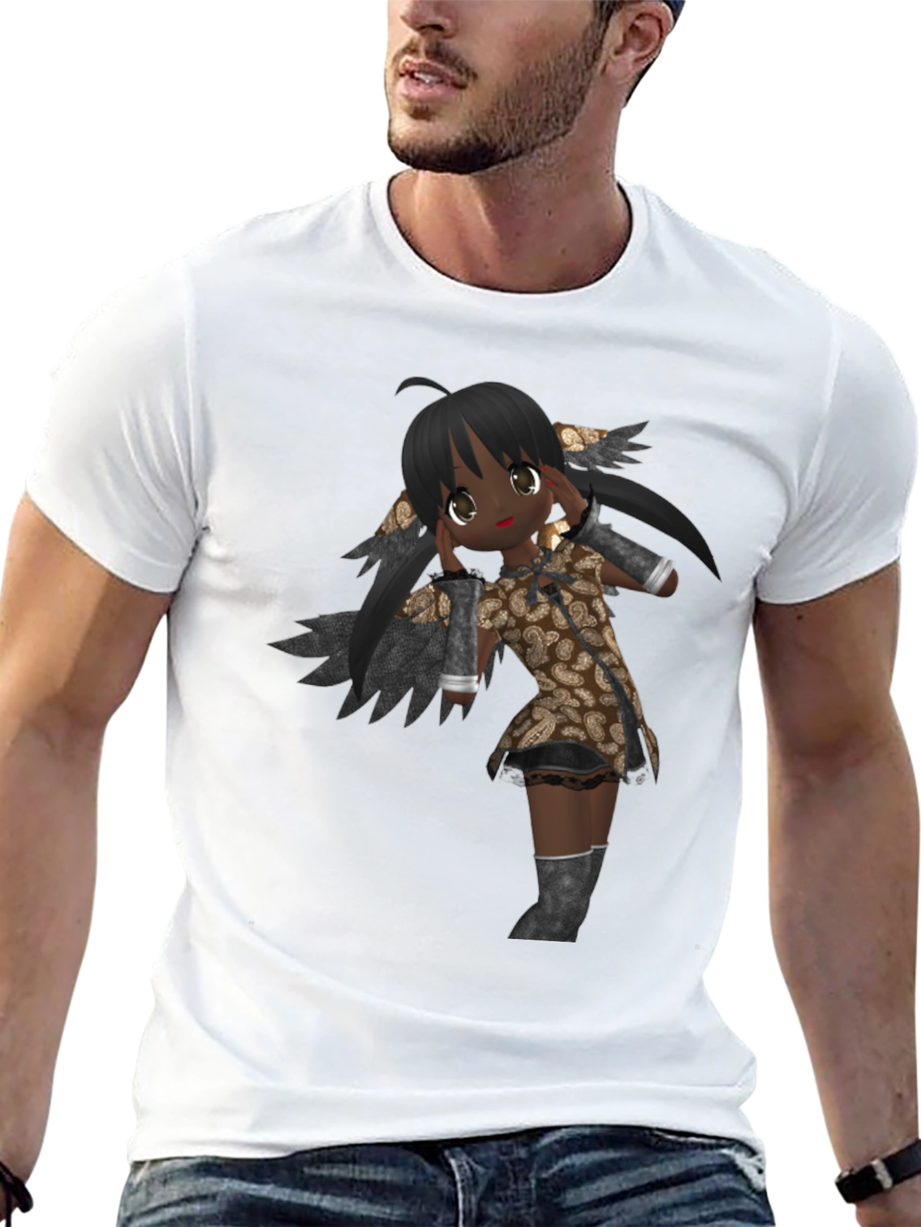 Black Anime Graphic Print Black T-Shirt view 13