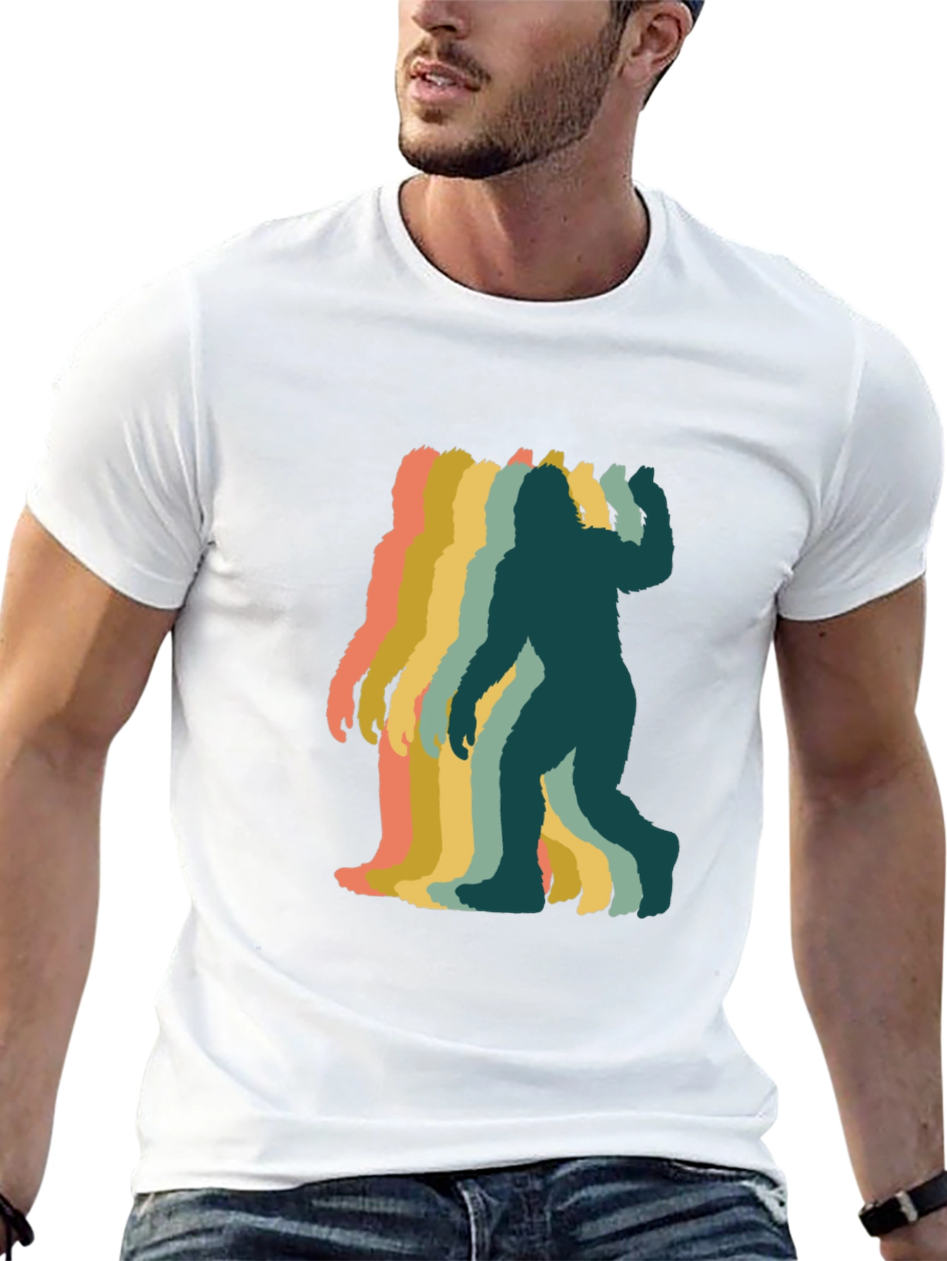 Black Retro Bigfoot Silhouette Graphic T-Shirt - Black view 13
