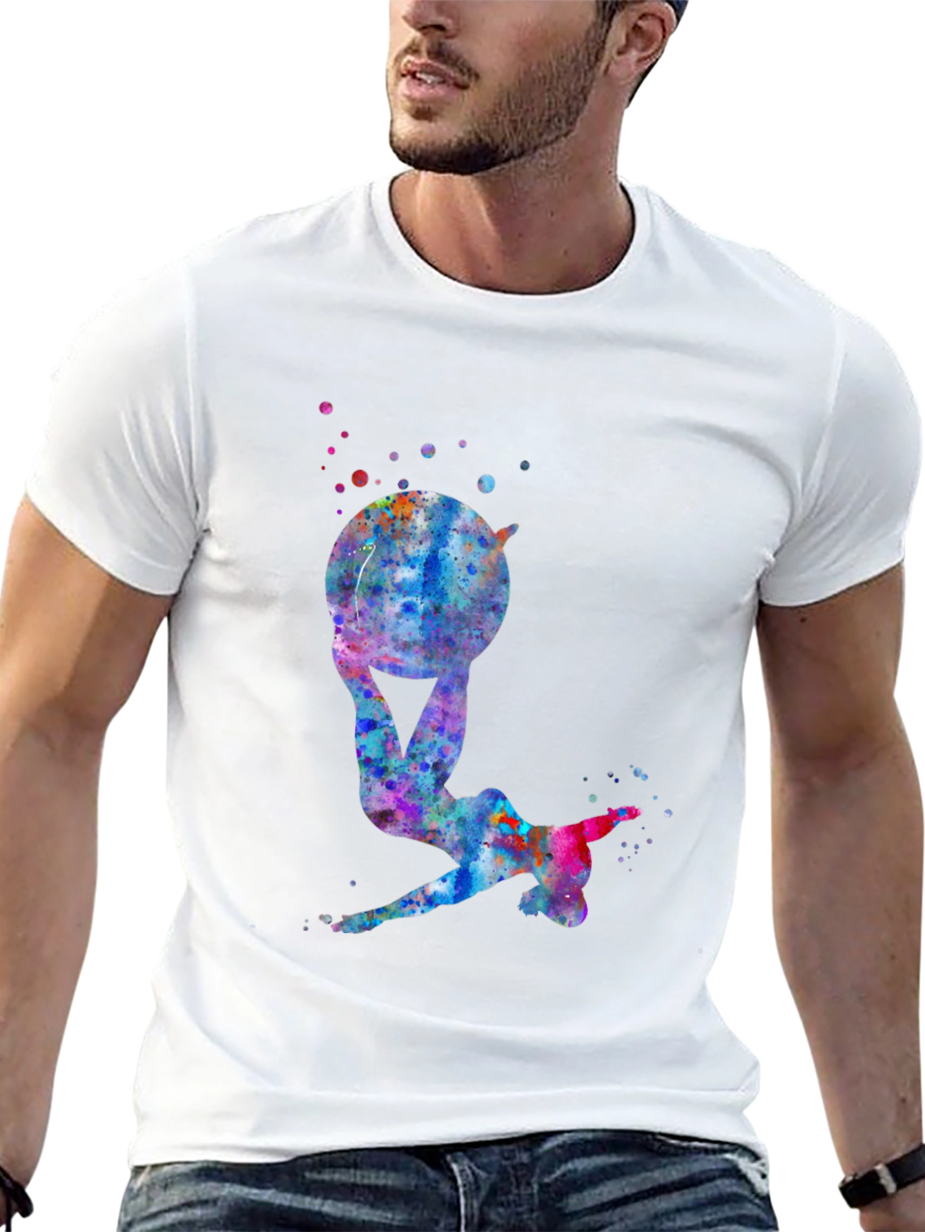 Black Gymnast Watercolor Black T-Shirt view 13