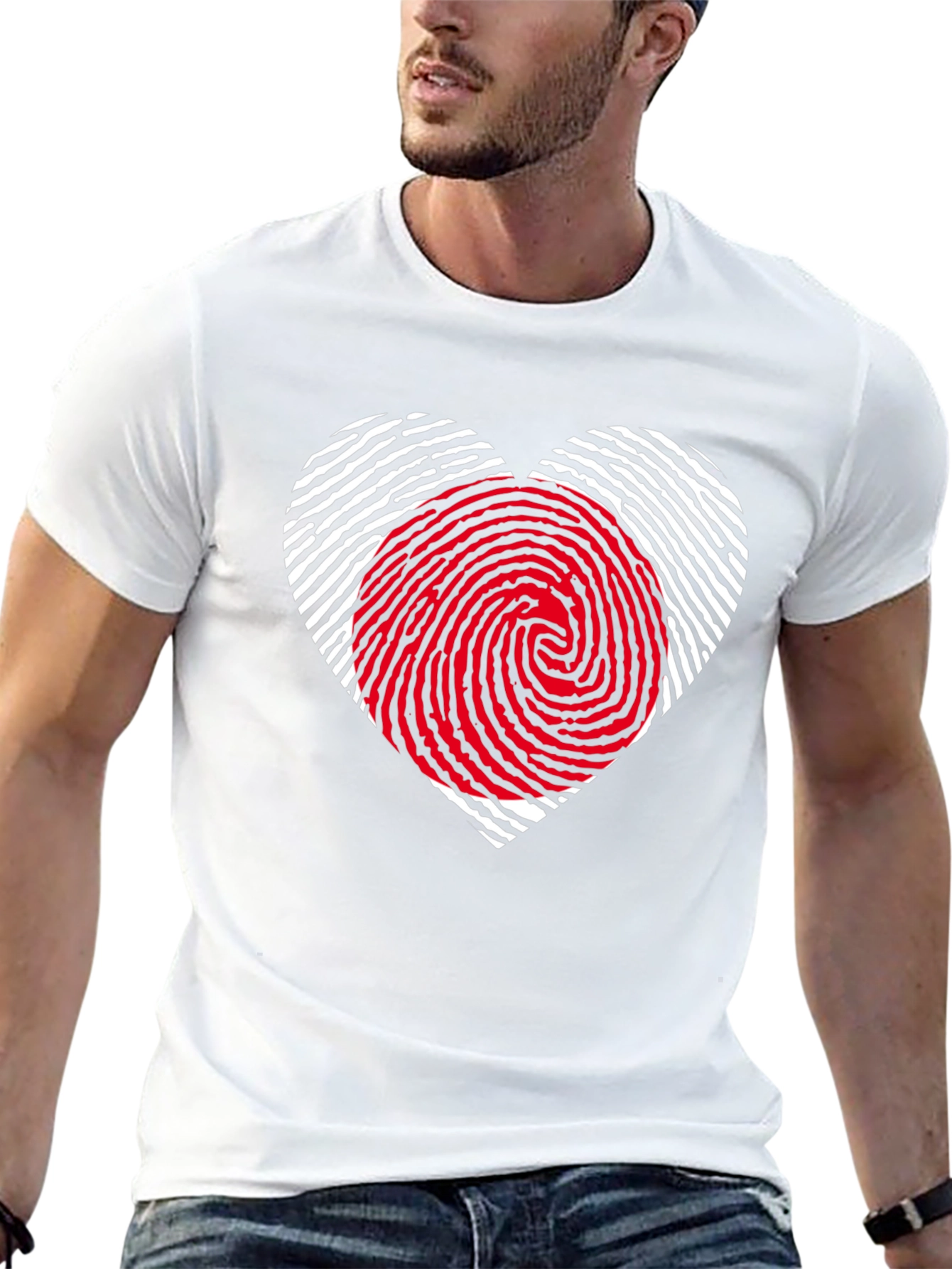 Black Fingerprint Heart Graphic Tee - Stylish Black Shirt view 13