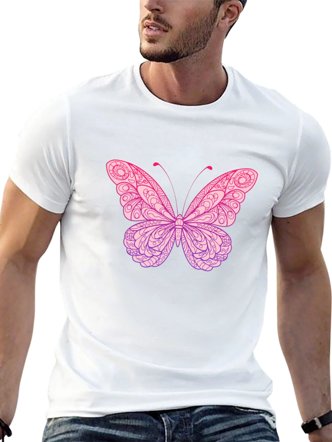 Black Butterfly Graphic Print Black T-Shirt view 13