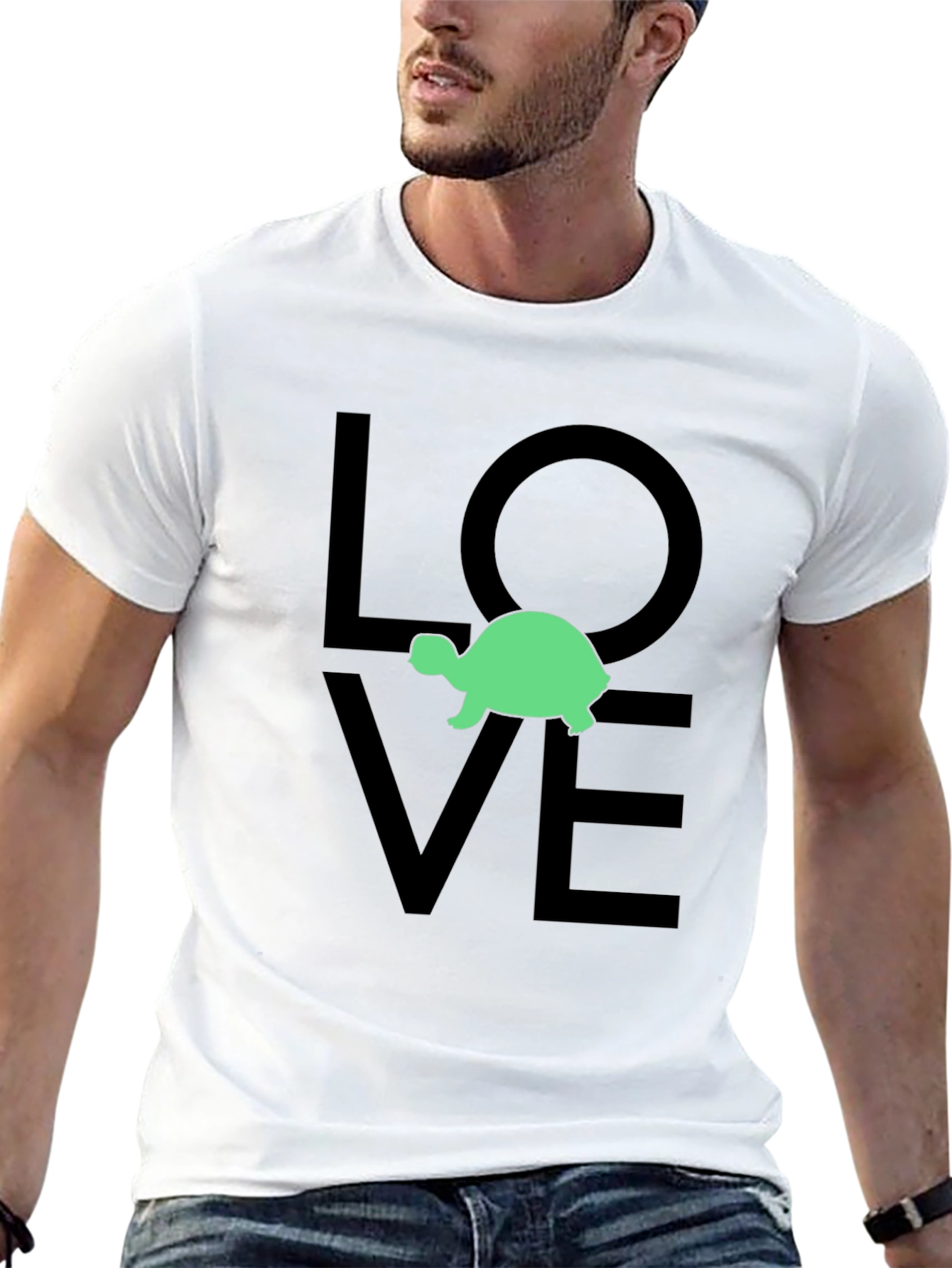 Black Turtle Love Graphic Tee - Black Cotton T-Shirt view 13