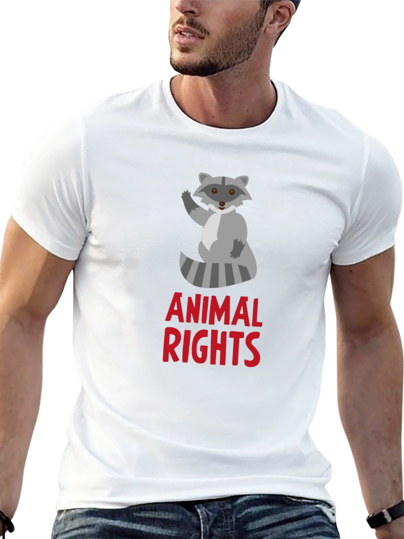 Black Animal Rights Raccoon Graphic Tee view 13
