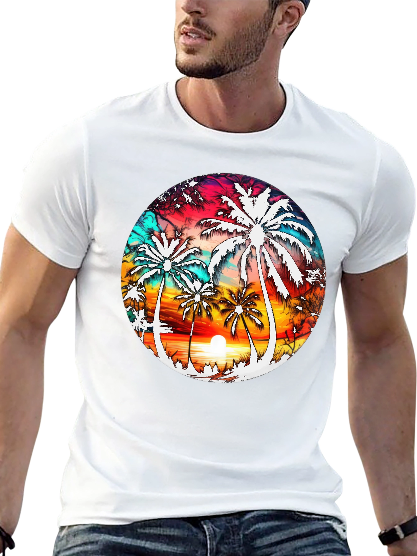 Black Sunset Palm Tree Graphic Tee - Tropical Vibe view 13