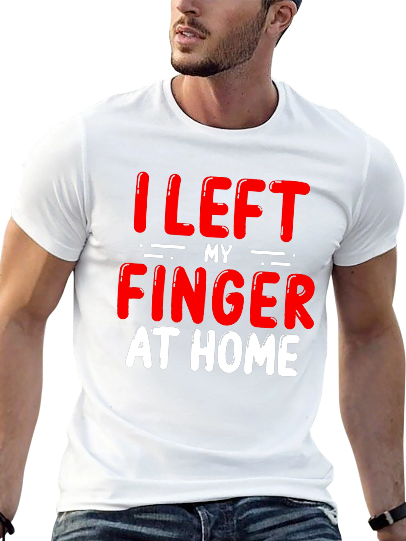 Black Funny "I Left My Finger at Home" T-Shirt view 13