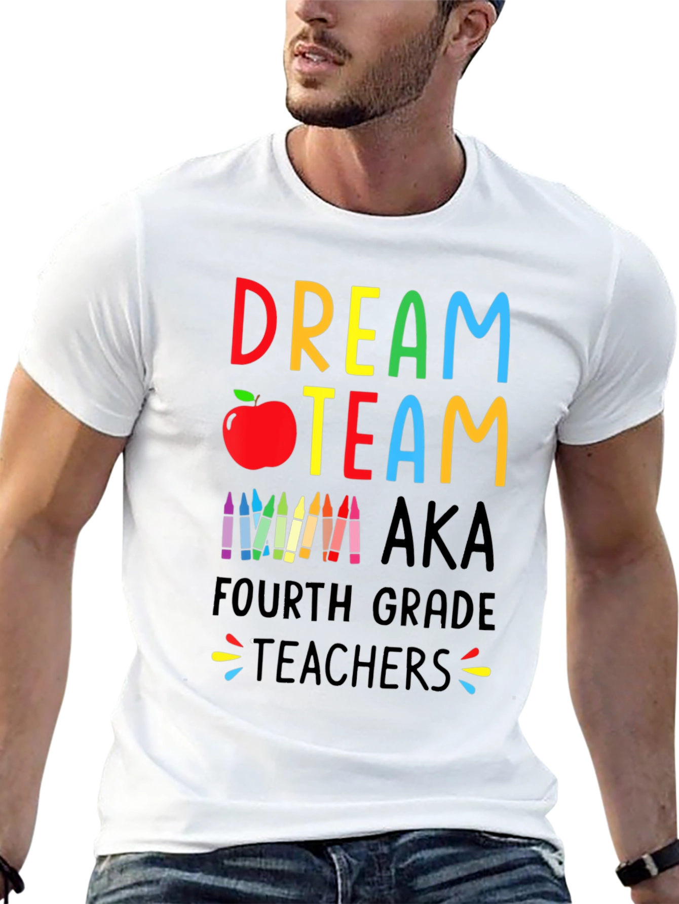 Black Dream Team Teacher Shirt - Fourth Grade view 13