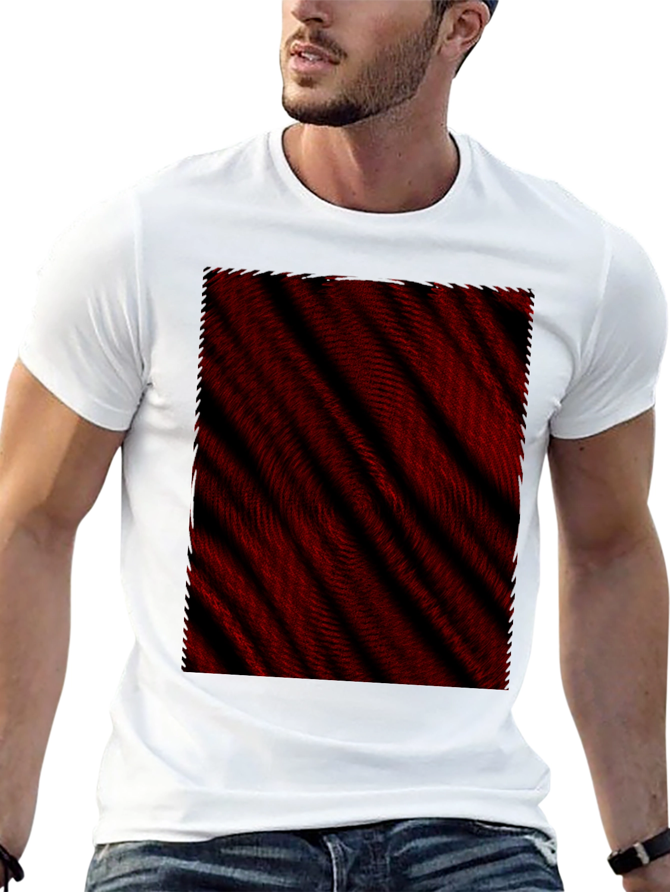 Black Abstract Red & Black Striped Tee view 13