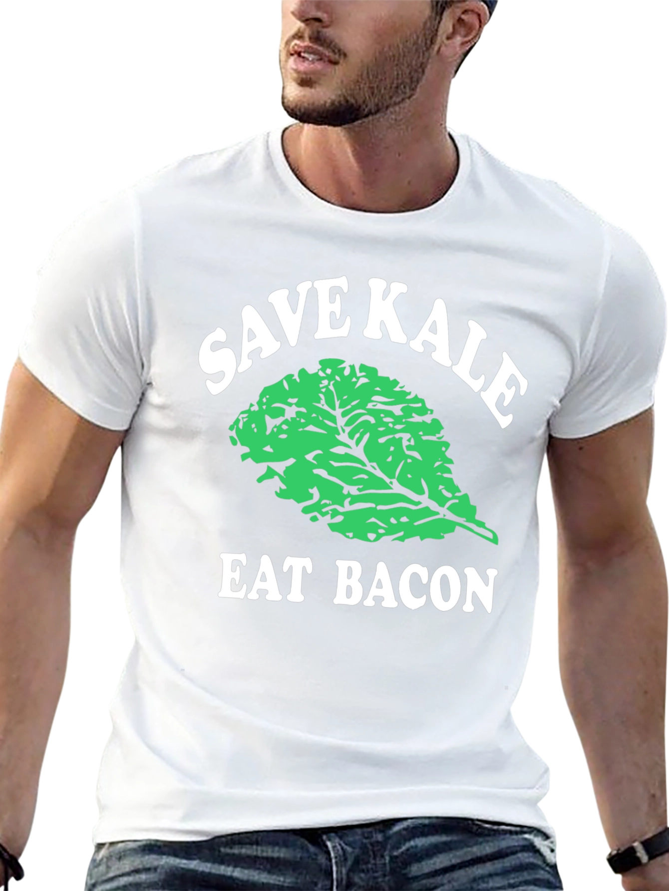 Black Save Kale Eat Bacon Graphic Tee view 13
