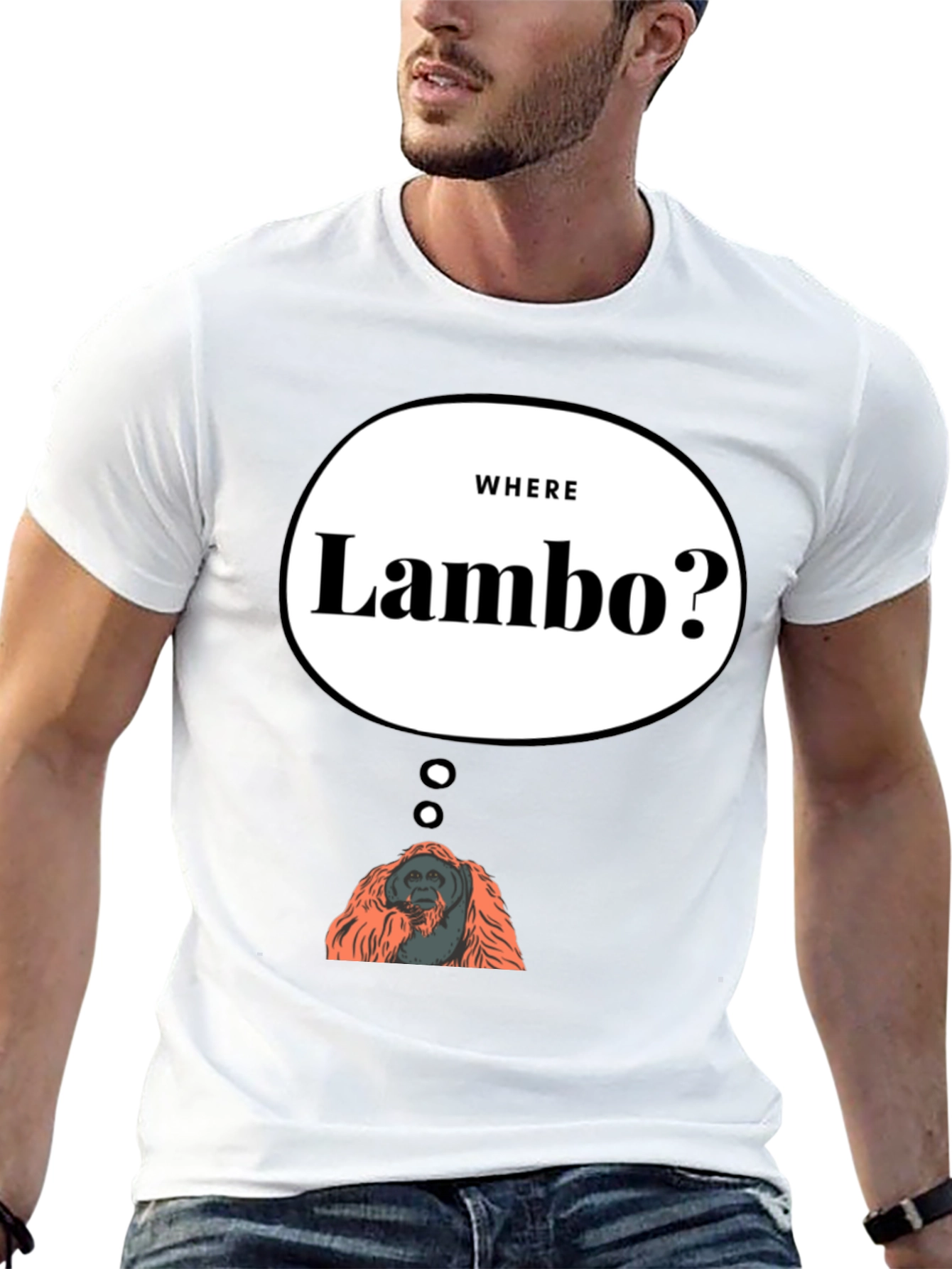 Black Where Lambo Orangutan T-Shirt - Funny Crypto Meme Tee view 13