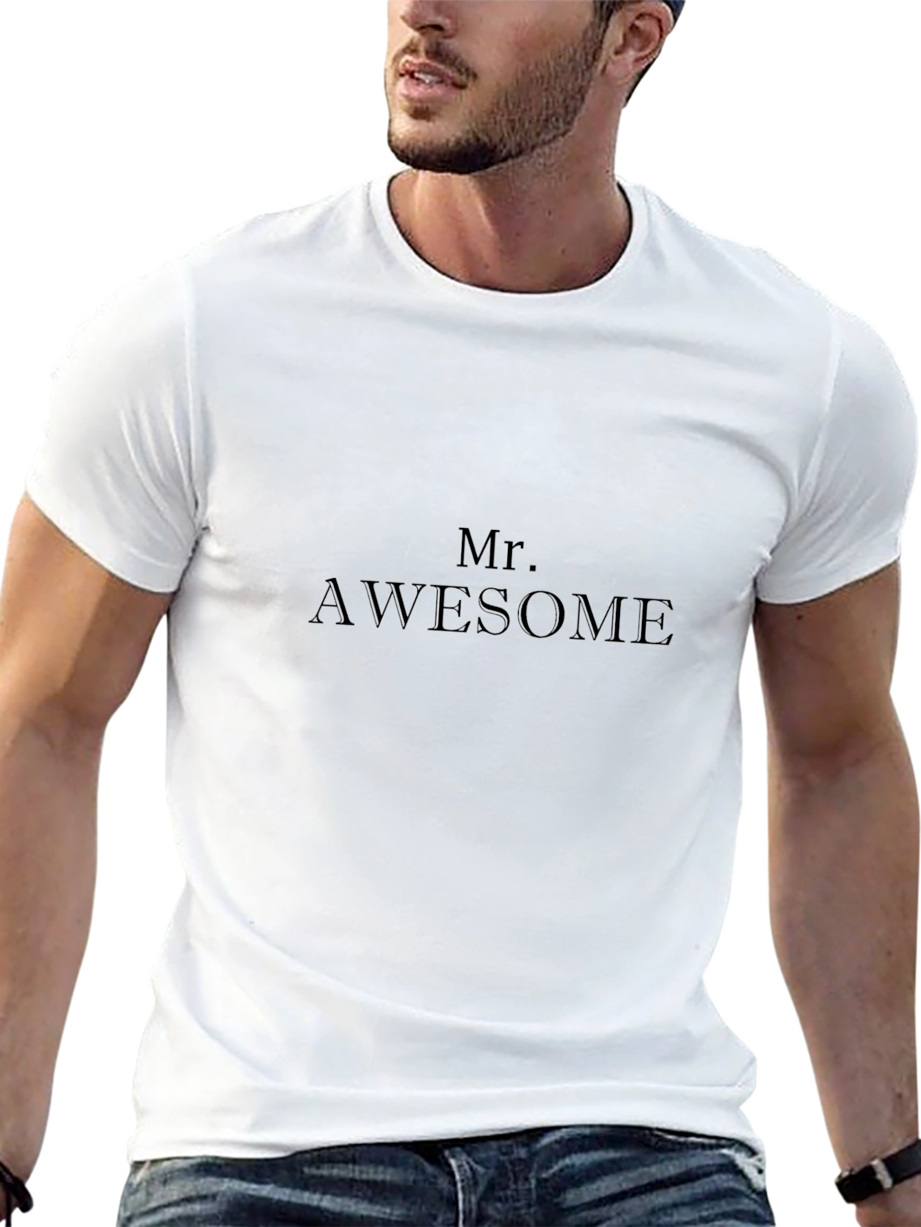 Black Mr. Awesome Black T-Shirt | Comfortable & Stylish view 13