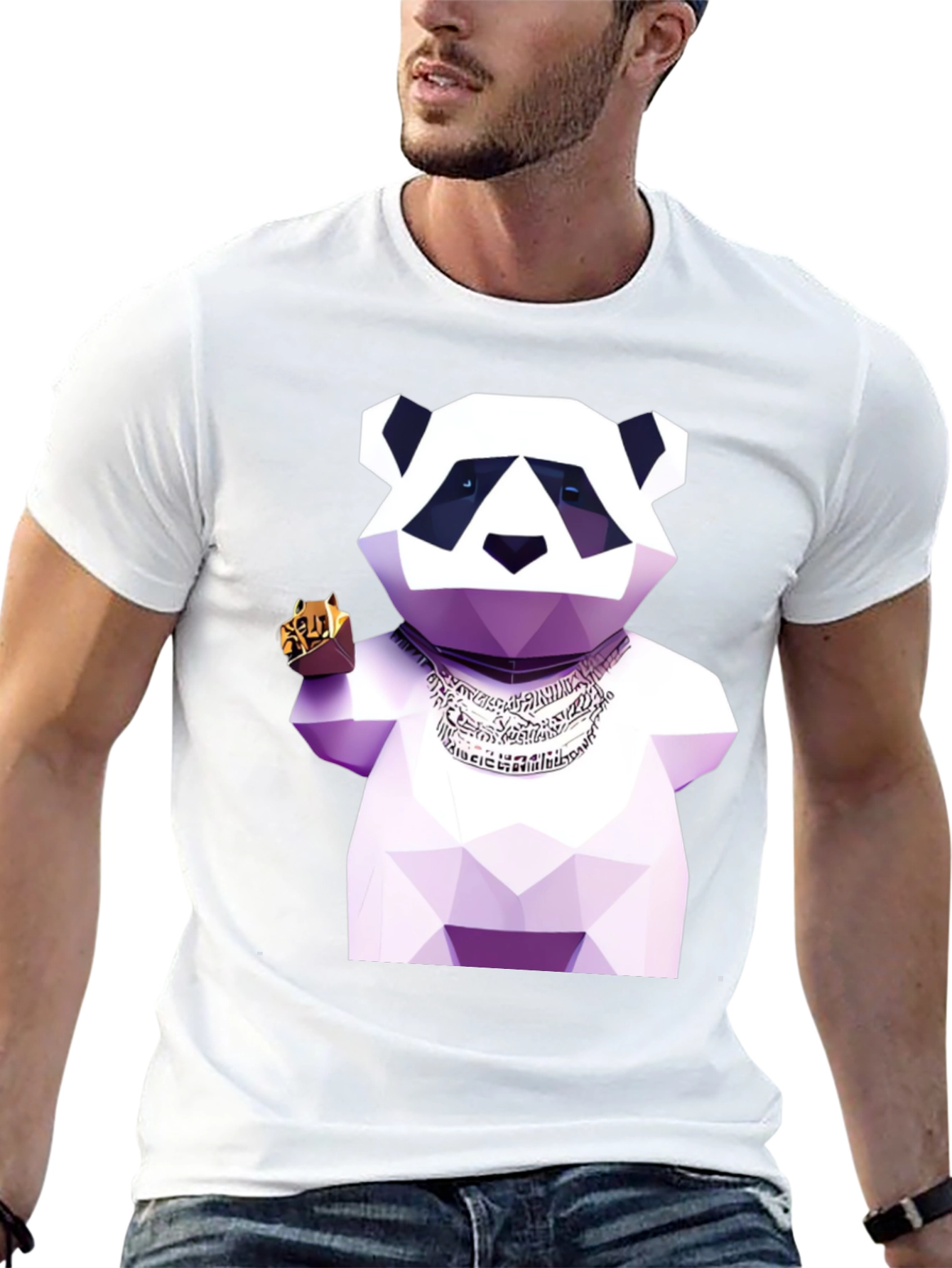 Black Geometric Panda T-Shirt view 13