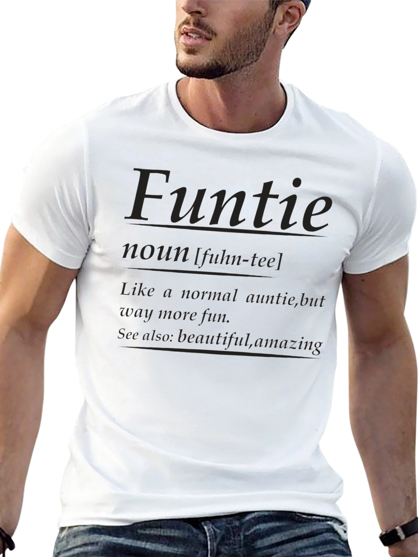Black Fun Auntie T-Shirt - "Funtie" Definition Tee view 13
