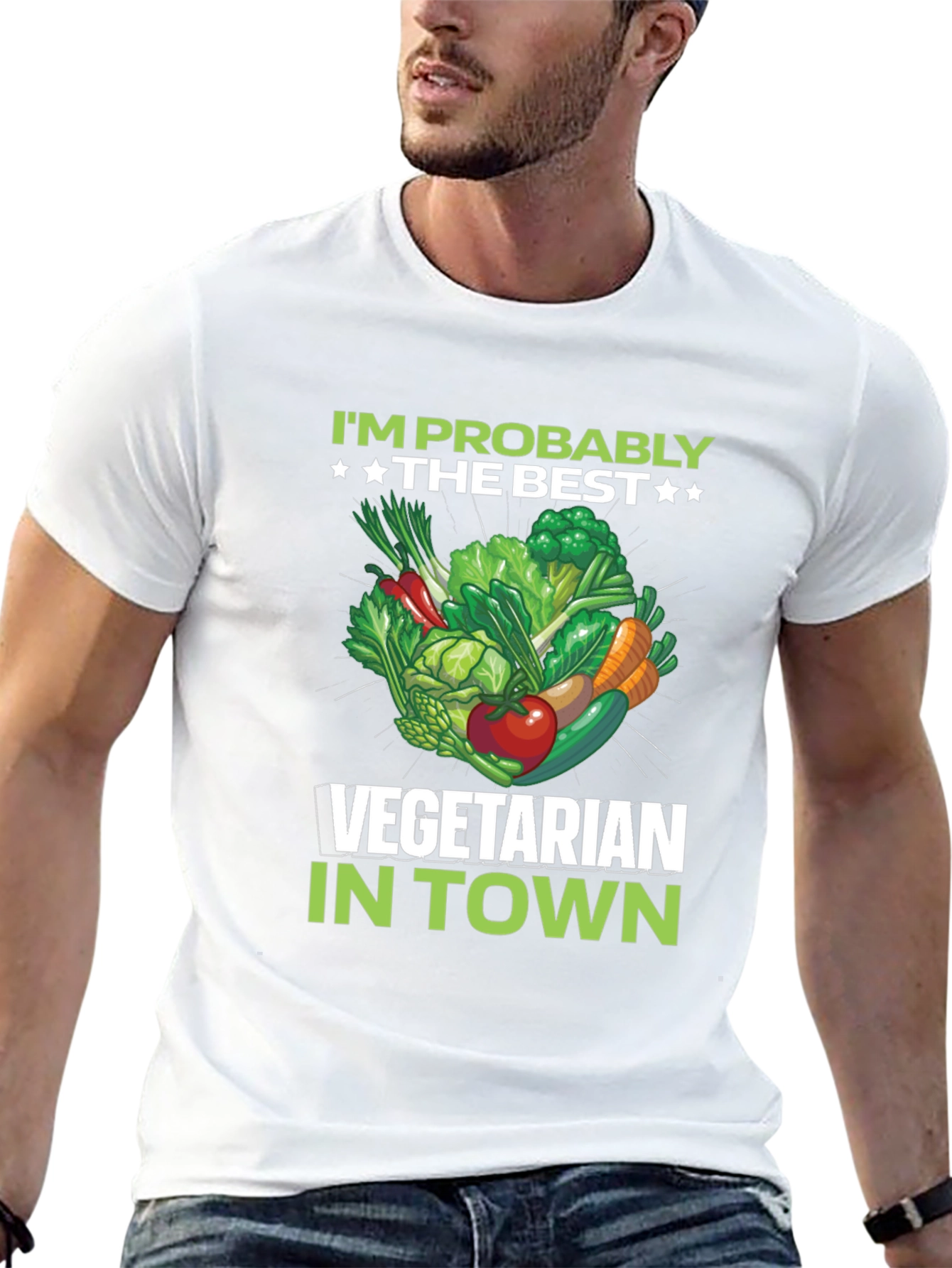 Black Best Vegetarian in Town T-Shirt view 13