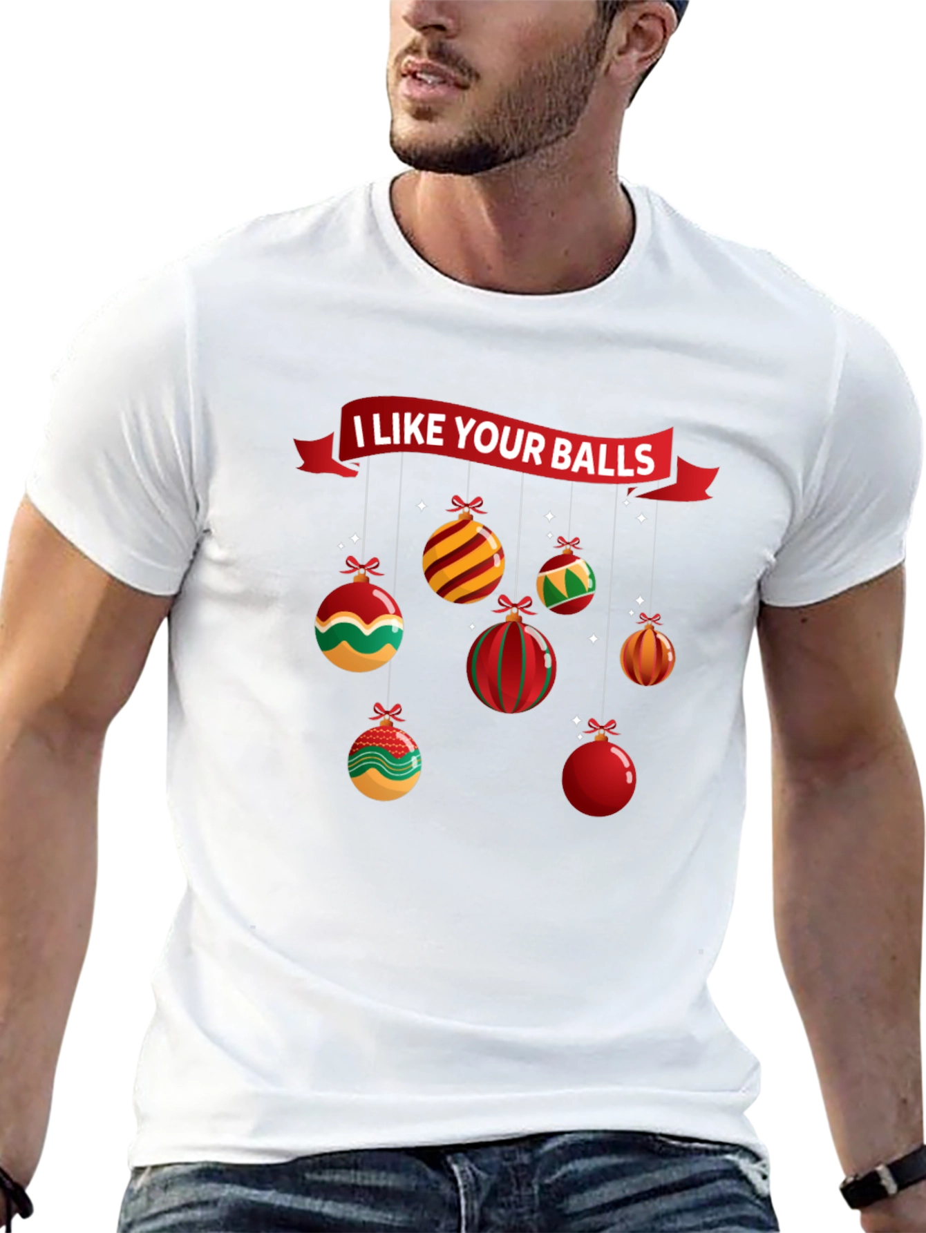 Black I Like Your Balls Christmas T-Shirt view 13