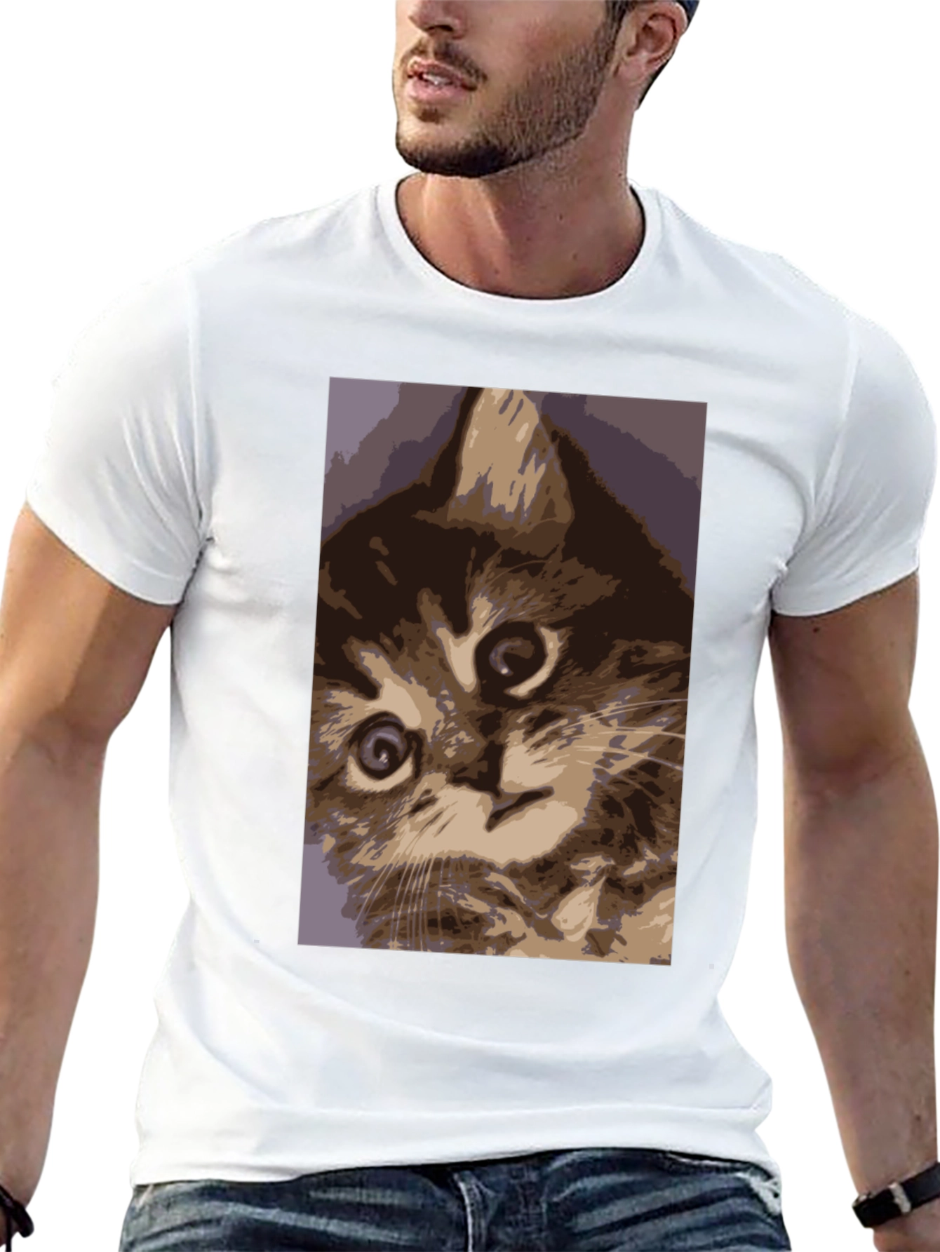 Black Curious Kitten Graphic Tee - Soft Cotton Comfort view 13