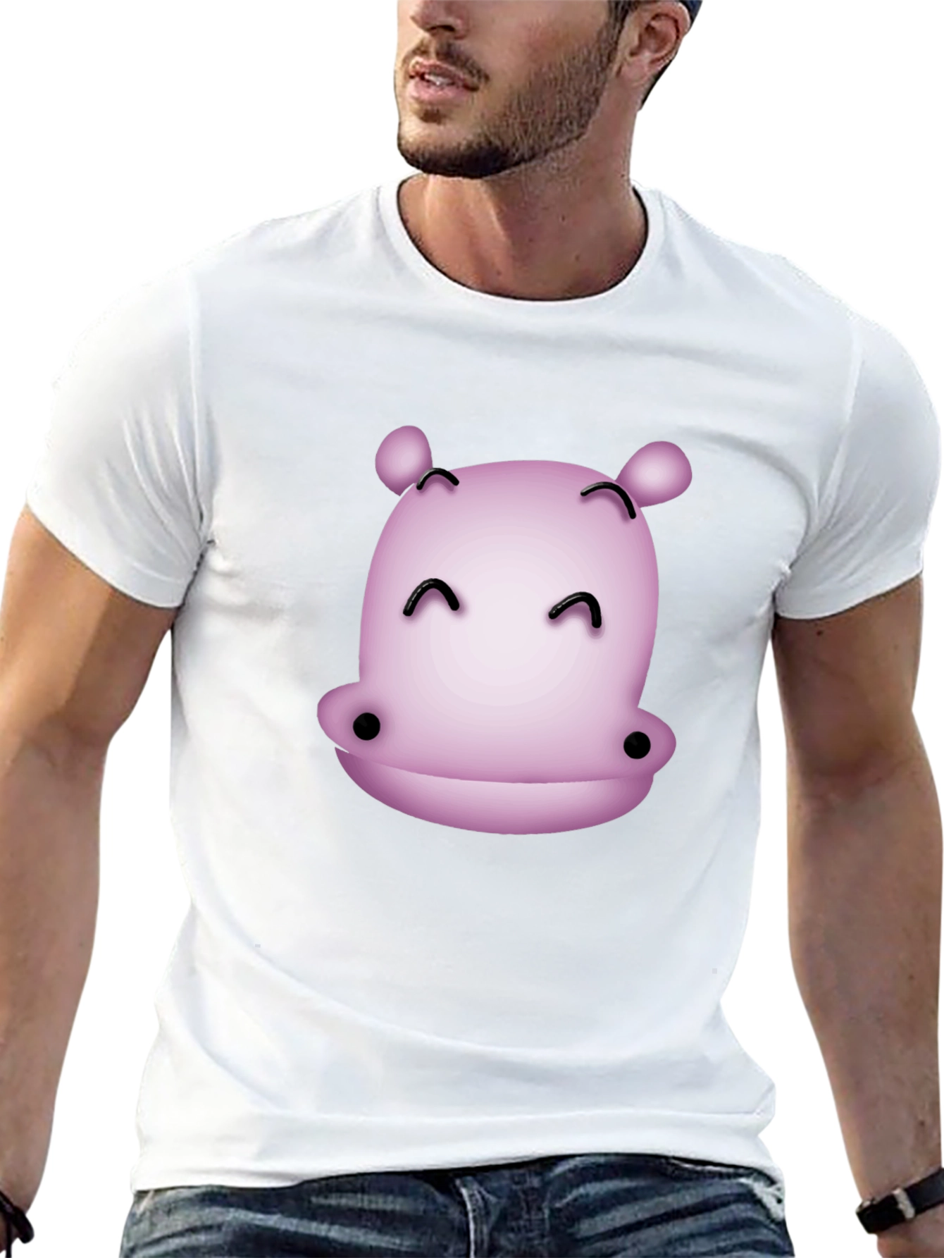 Black Cute Hippo Graphic T-Shirt - Black Casual Tee view 13