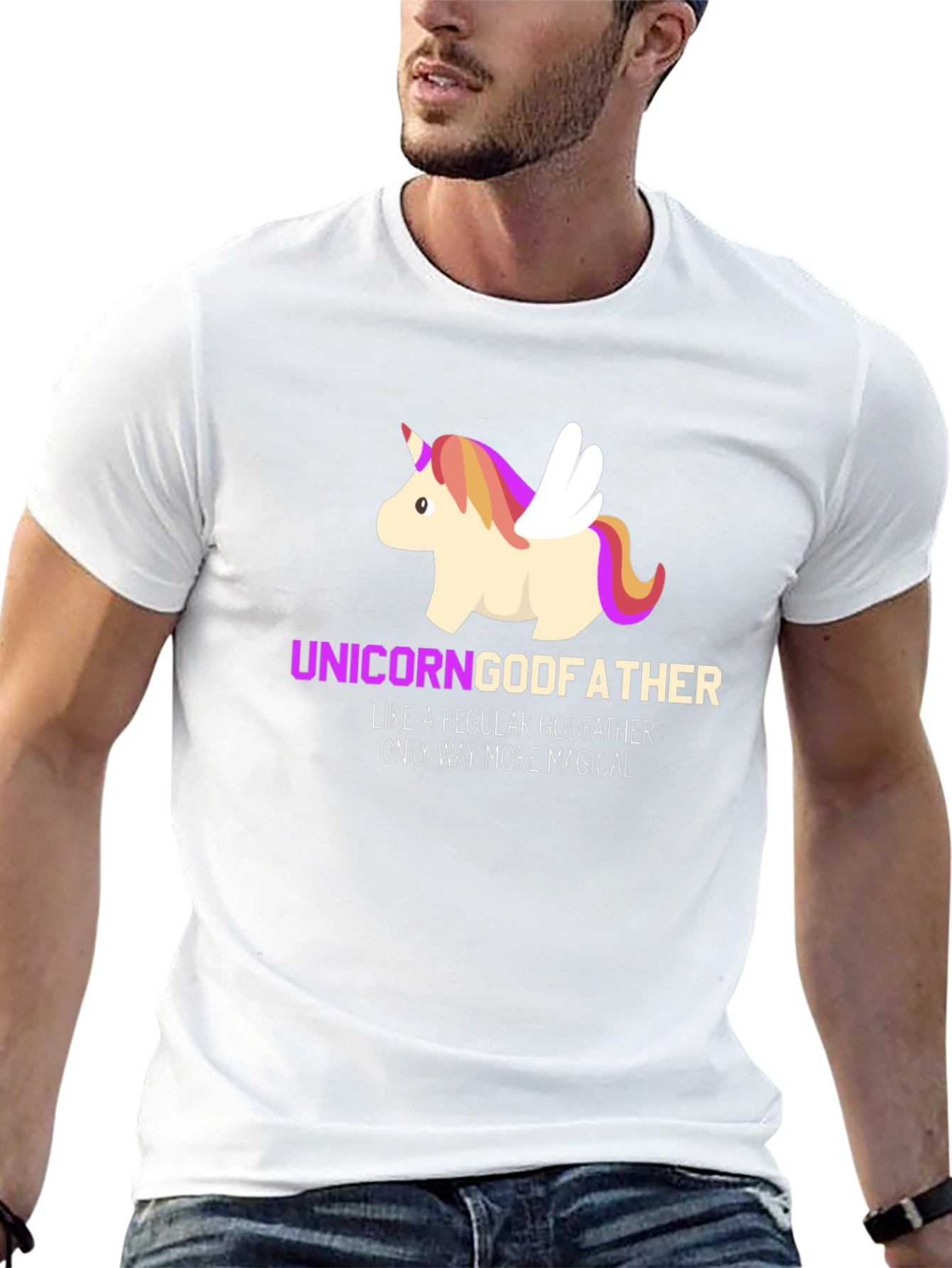 Black Unicorn Godfather T-Shirt - Magical Father's Day Gift view 13
