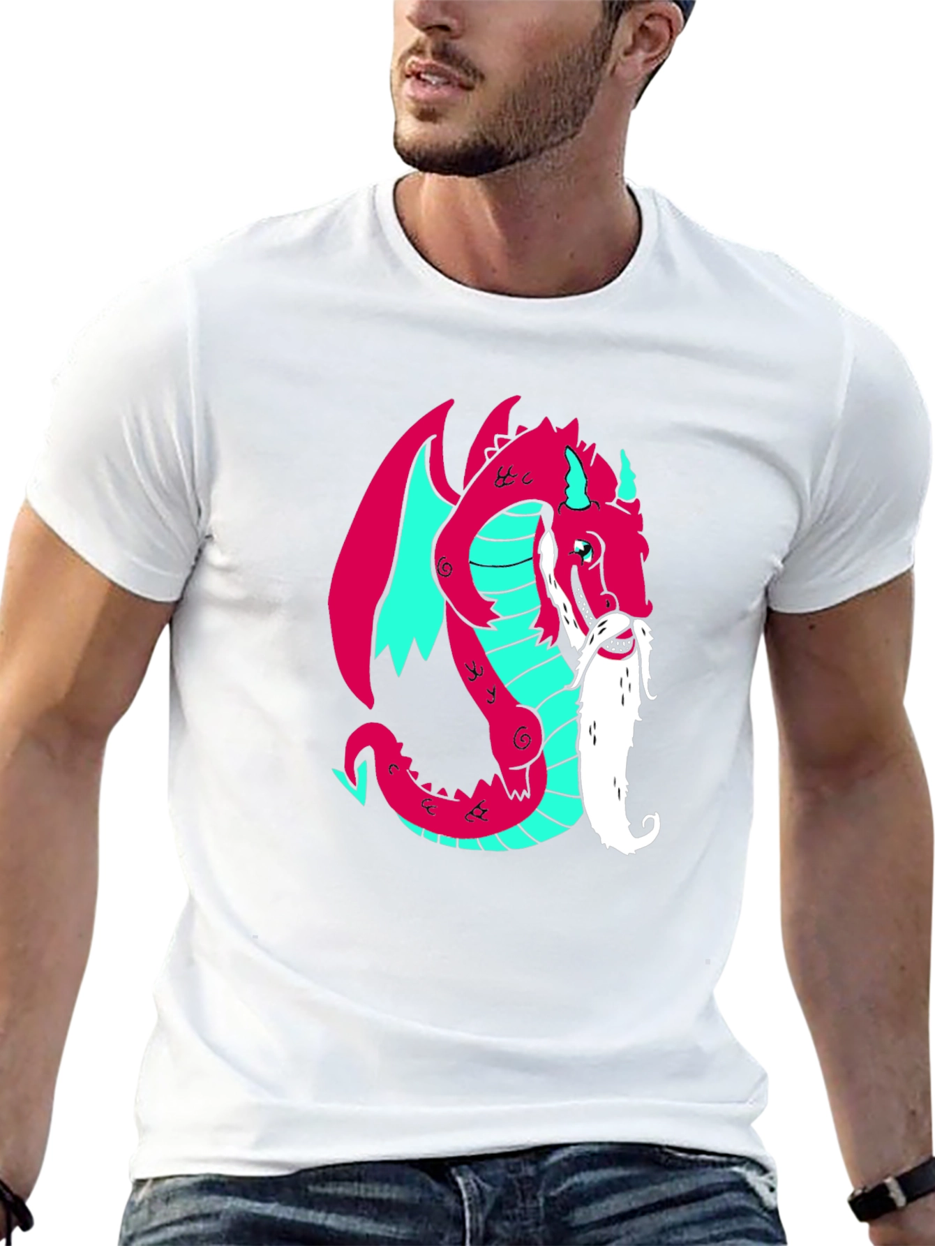 Black Cool Dragon Graphic Tee - Black Cotton Blend view 13