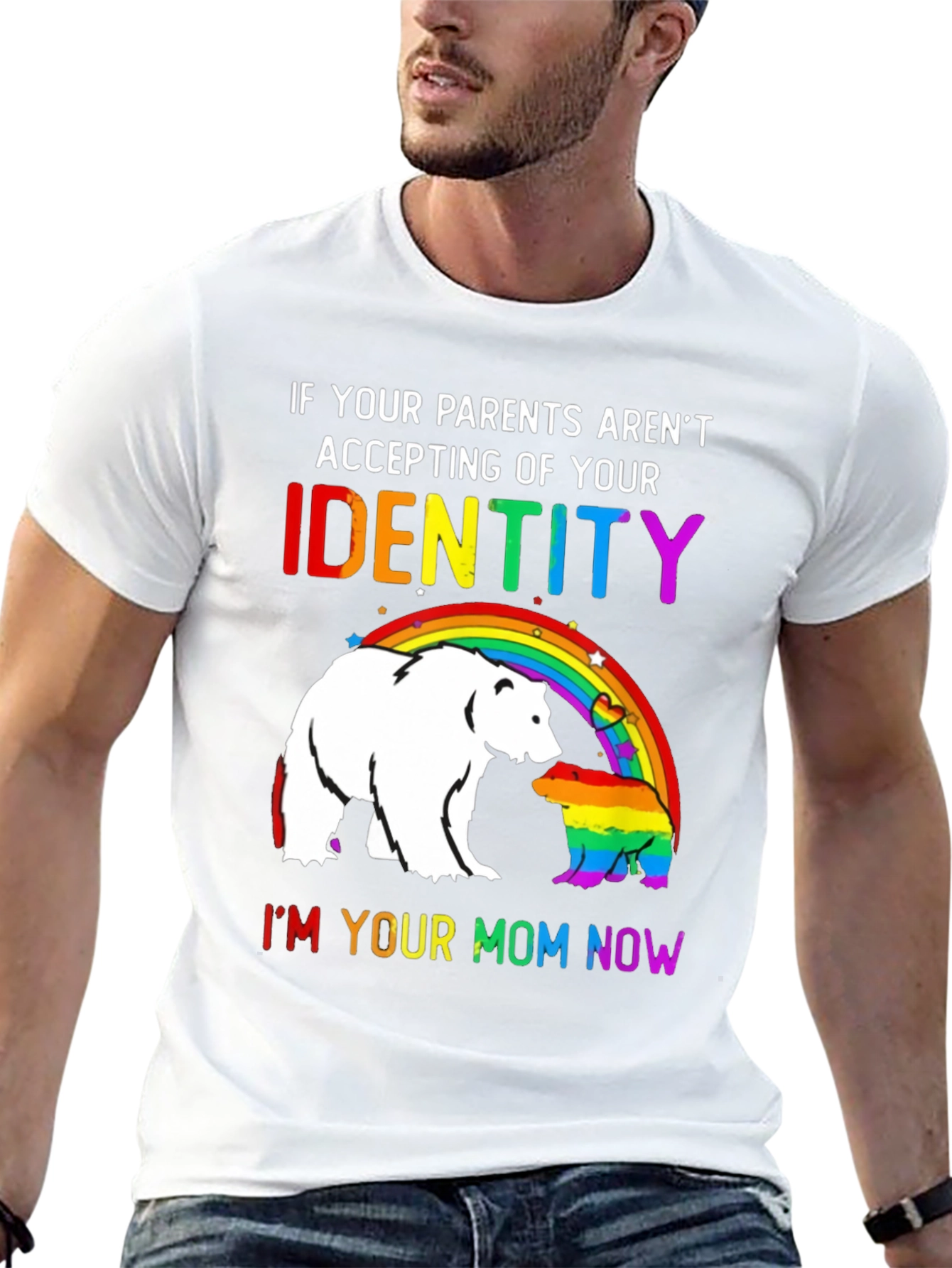 Black LGBT Pride Bear Tee - Your Mom Now! view 13