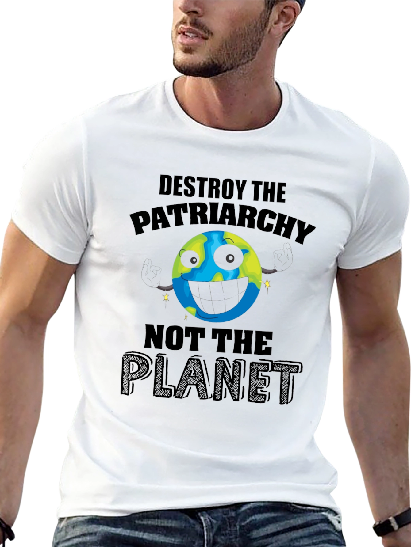 Black Destroy Patriarchy Planet Graphic Tee view 13