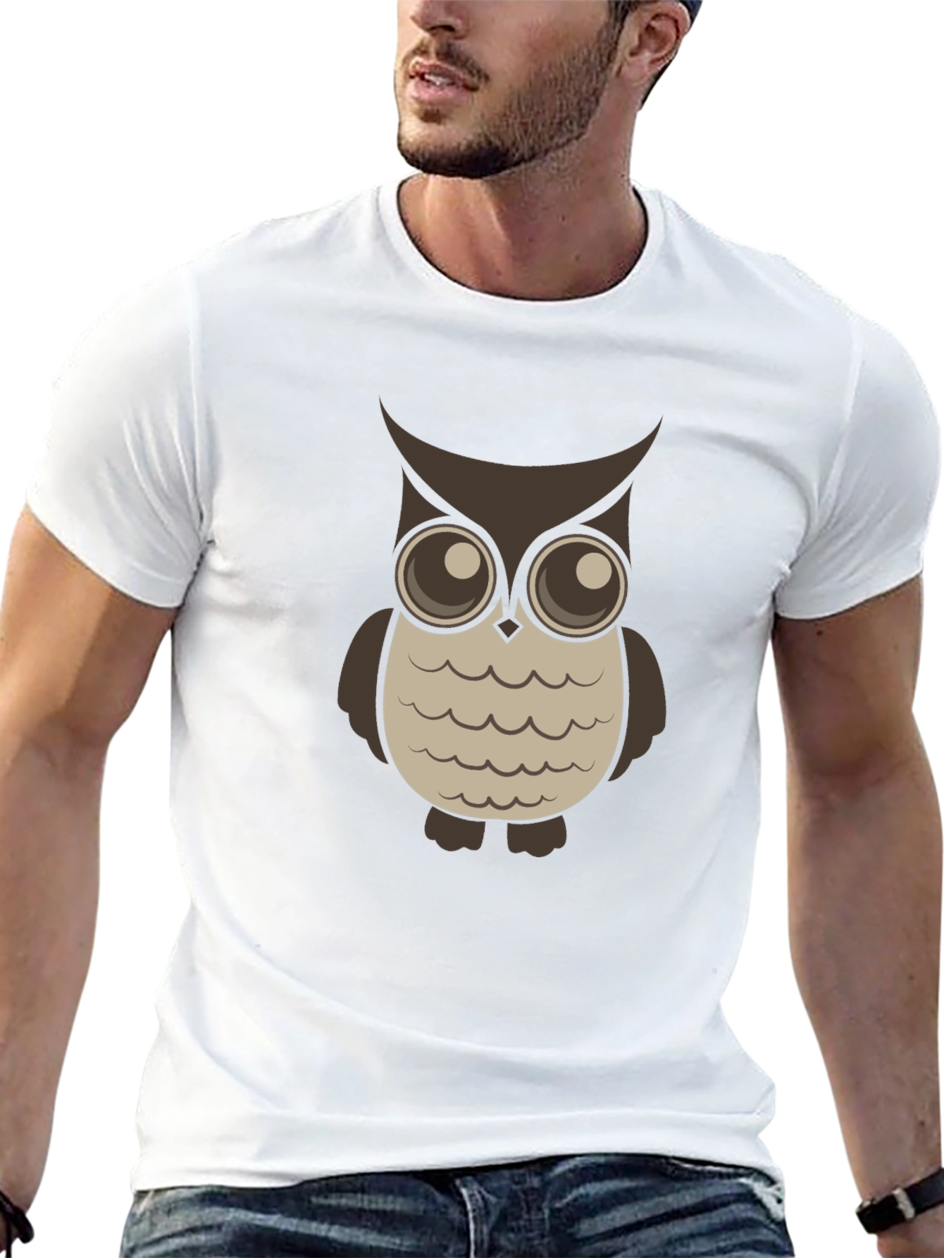 Black Owl Graphic Tee - Black Cotton Blend T-Shirt view 13