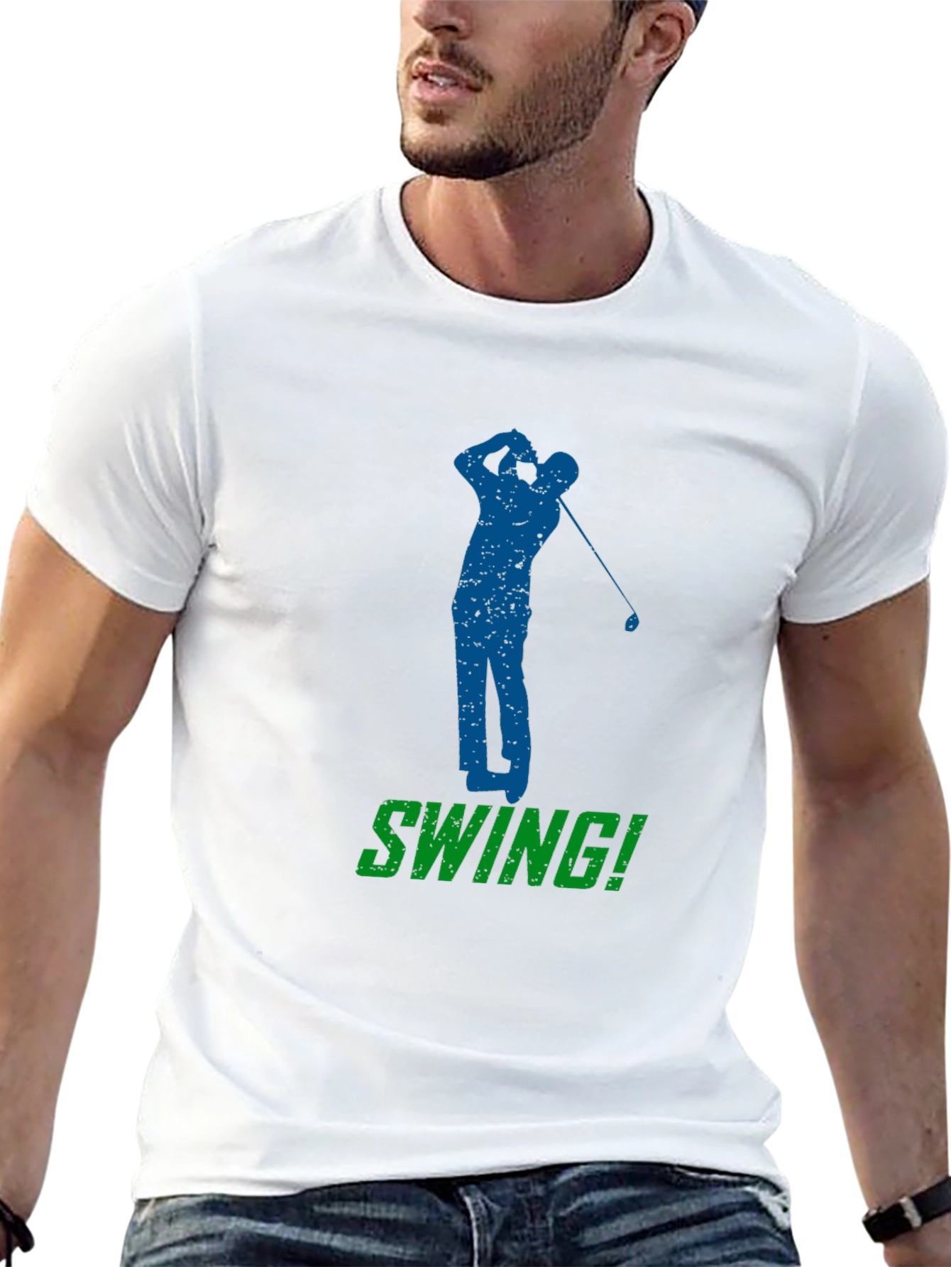 Black Golf Swing T-Shirt - Black Golfer Tee view 13