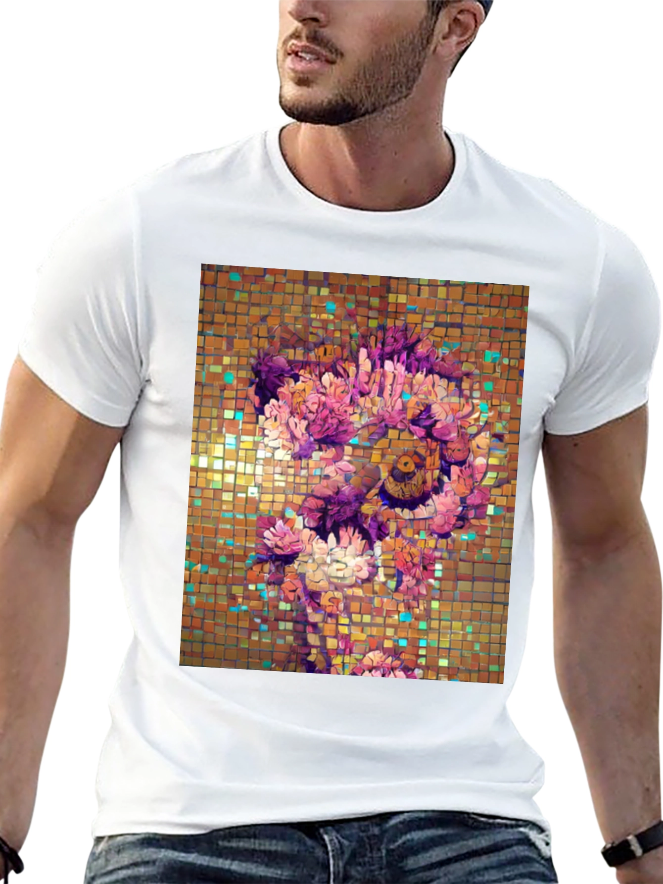 Black Floral Mosaic Graphic T-Shirt view 13